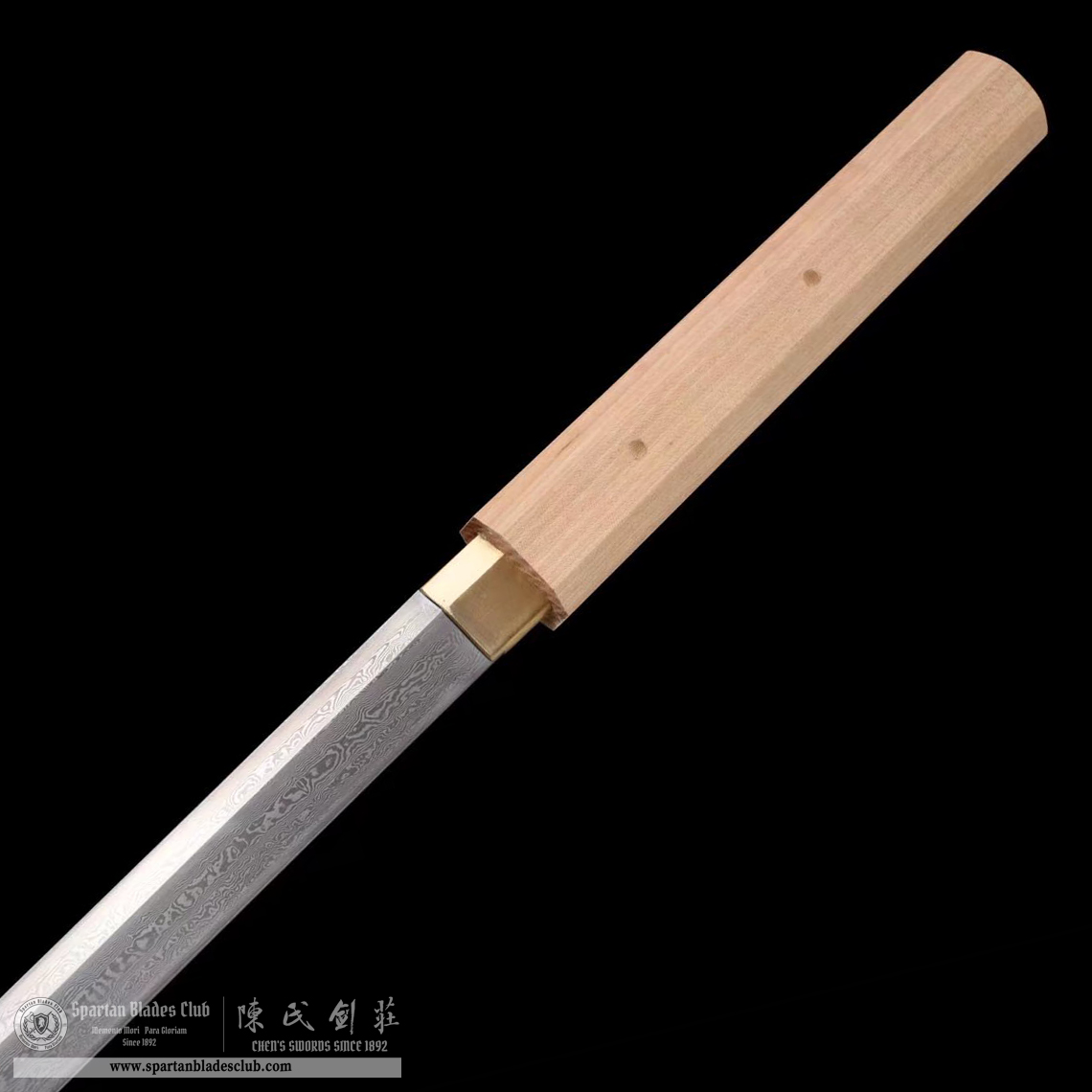 TL25 | BaiMu Blade | Shirasaya | Damascus Steel | White | Natural Wood | Battle-Ready | Full-tang | Spartan Blades Club | CHEN'S SWORDS 1892 - Spartan Blades Club - 陳氏劍莊1892