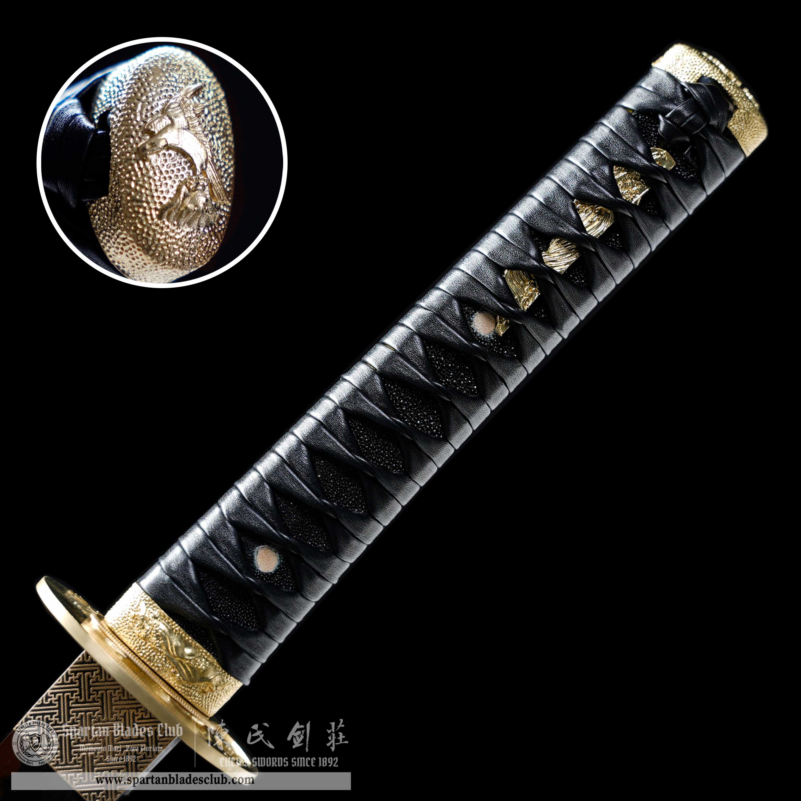 HY130 | Sekigen Samurai | Wakizashi | T10 Steel | Clay-tempered | Real Hamon | Black&Red | bird | Battle-Ready | Full-tang | Spartan Blades Club | CHEN'S SWORDS 1892 - Spartan Blades Club - 陳氏劍莊1892