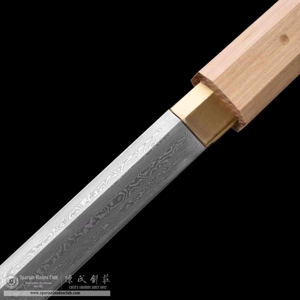 TL25 | BaiMu Blade | Shirasaya | Damascus Steel | White | Natural Wood | Battle-Ready | Full-tang | Spartan Blades Club | CHEN'S SWORDS 1892 - Spartan Blades Club - 陳氏劍莊1892