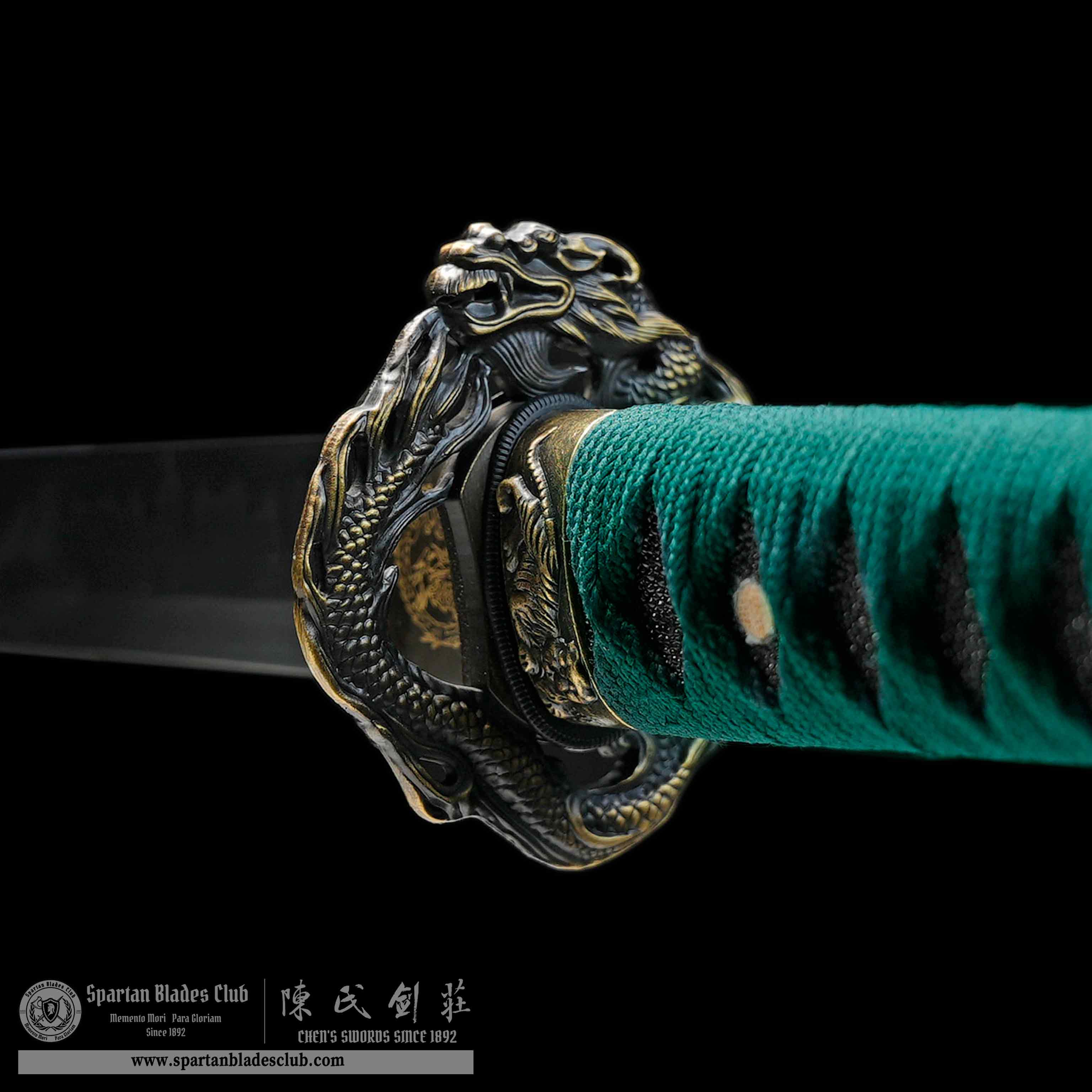 HY128 | Lulong Samurai | Ninjato | T10 Steel | Clay-tempered | Real Hamon | Green | Loong (Chinese Dragon) | Battle-Ready | Full-tang | Spartan Blades Club | CHEN'S SWORDS 1892 - Spartan Blades Club - 陳氏劍莊1892