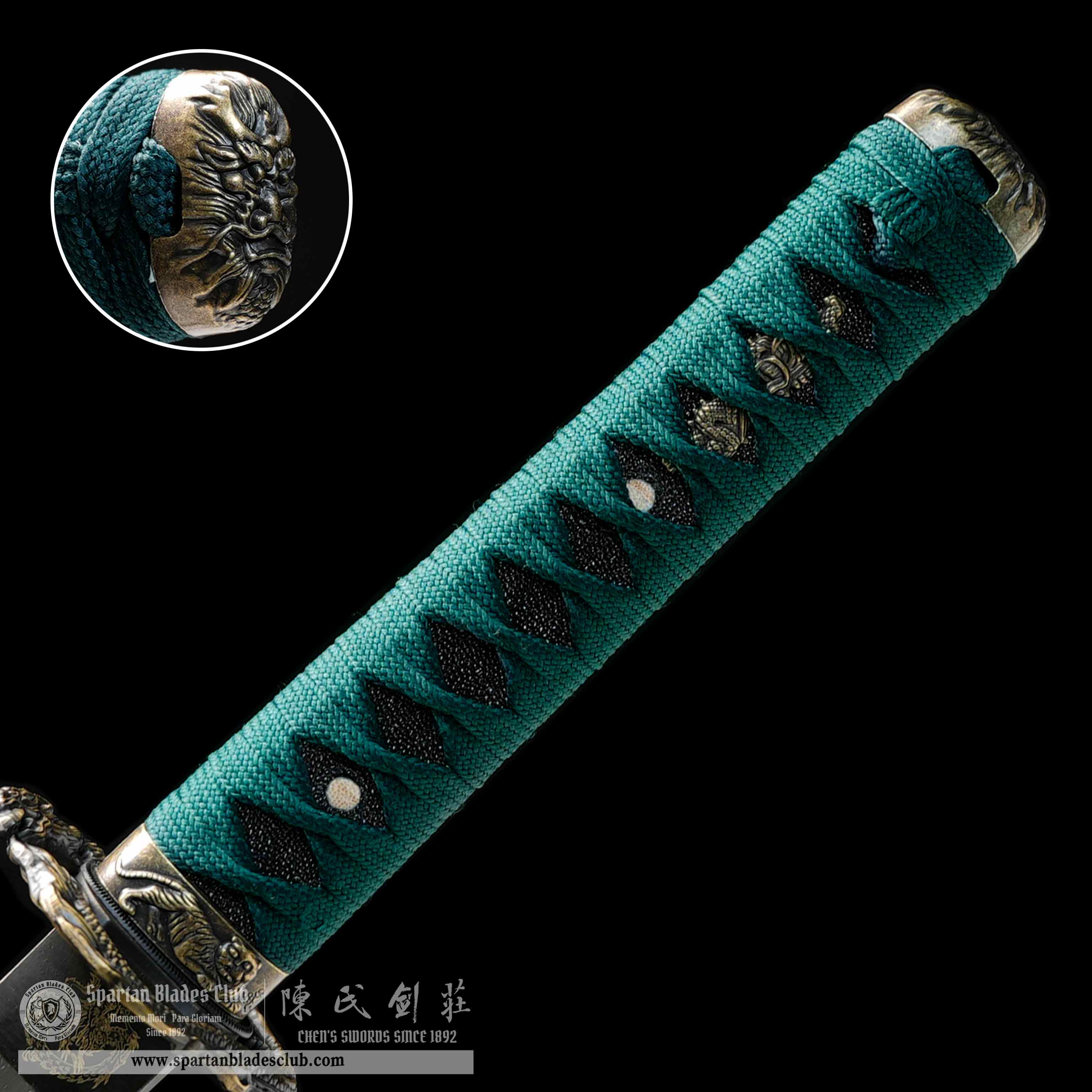 HY128 | Lulong Samurai | Ninjato | T10 Steel | Clay-tempered | Real Hamon | Green | Loong (Chinese Dragon) | Battle-Ready | Full-tang | Spartan Blades Club | CHEN'S SWORDS 1892 - Spartan Blades Club - 陳氏劍莊1892