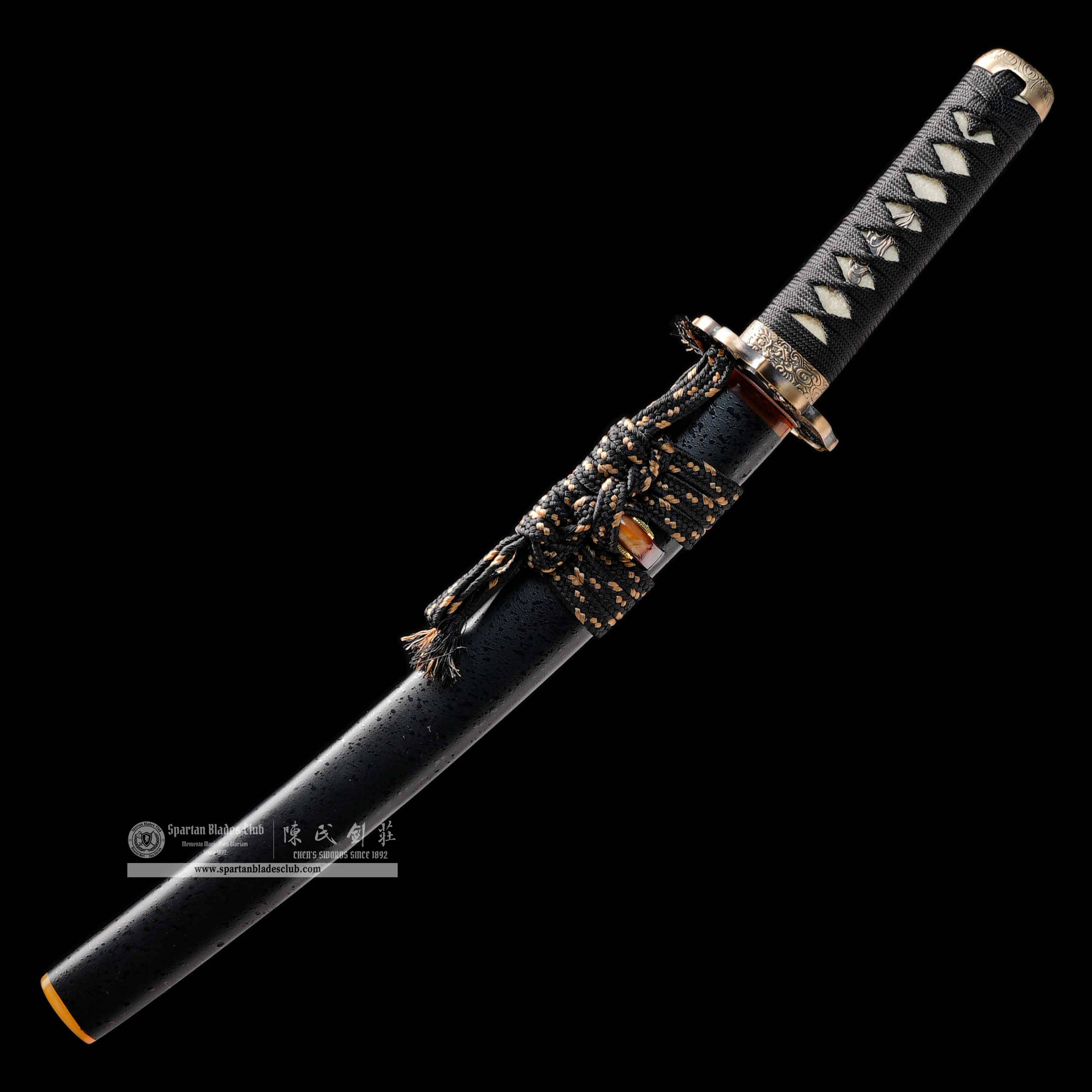 HY131 | LoongChui Blade | Tanto | T10 Steel | Clay-tempered | Real Hamon | Black | Loong (Chinese Dragon) | Battle-Ready | Full-tang | Spartan Blades Club | CHEN'S SWORDS 1892 - Spartan Blades Club - 陳氏劍莊1892