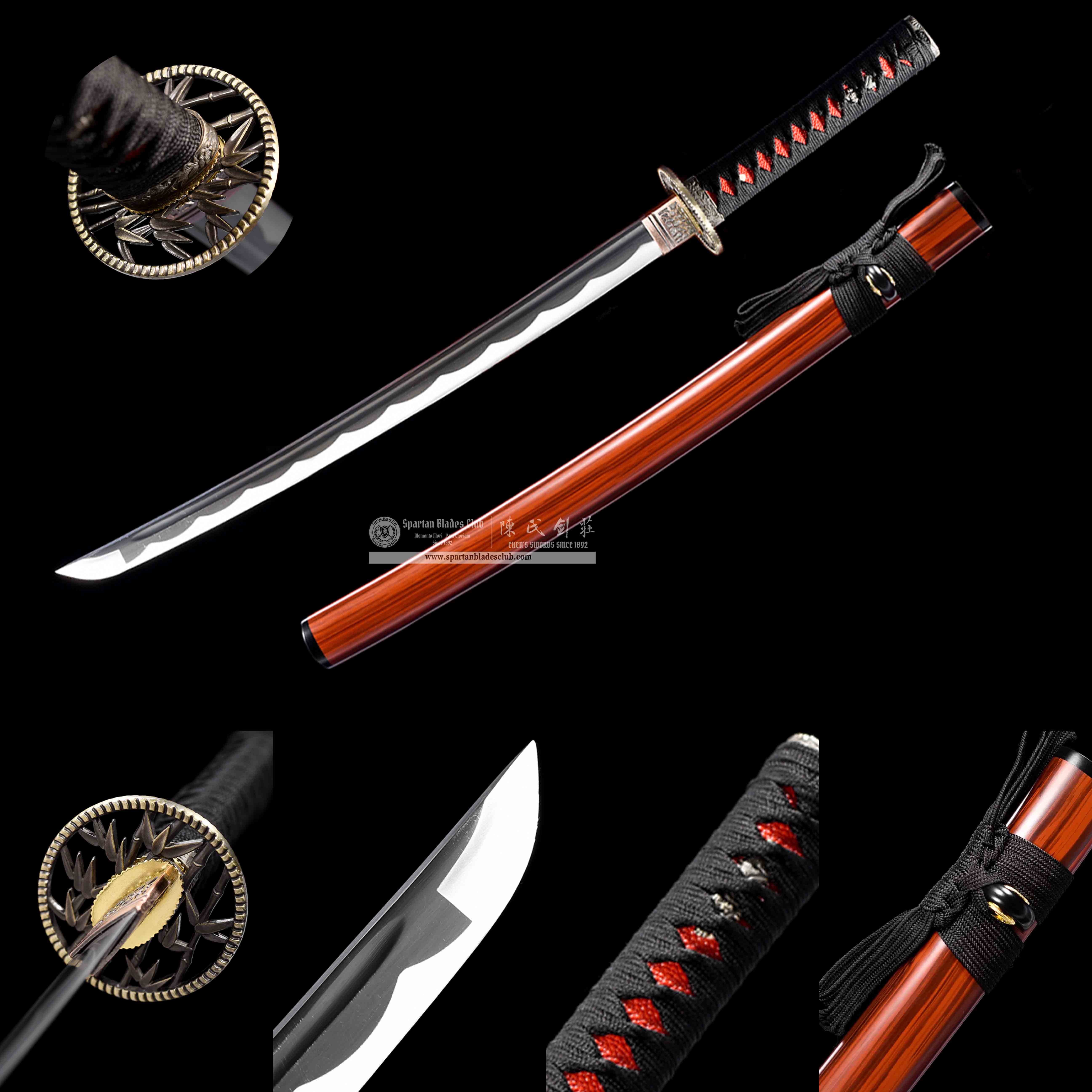 HW15 | Sekichiku Wakizashi | Carbon Steel | Red | Bamboo | Battle-Ready | Full-tang | Spartan Blades Club | CHEN'S SWORDS 1892 - Spartan Blades Club - 陳氏劍莊1892