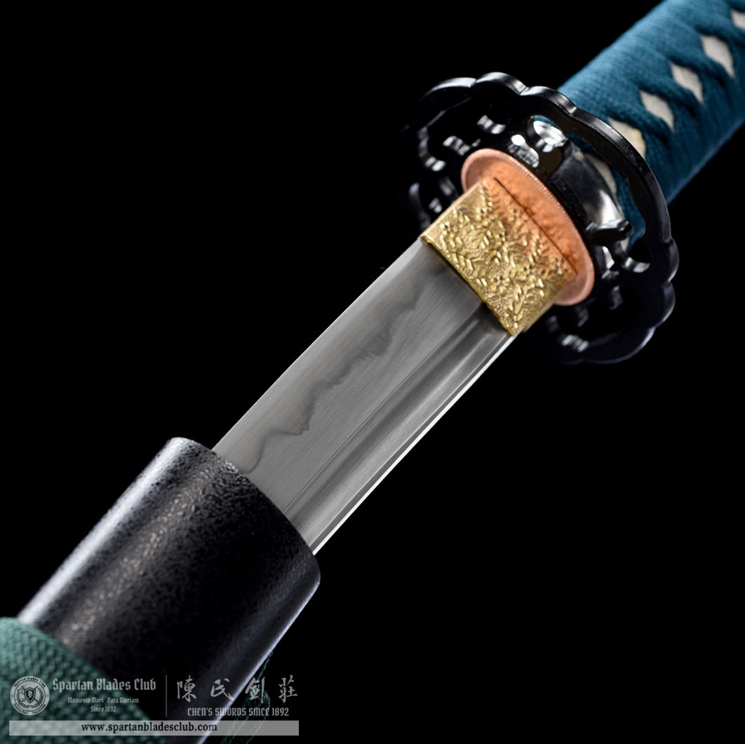 HW16 | Bokusho Wakizashi | T8 Steel (High Carbon Steel) | Clay-tempered | Real Hamon | Black&Green | Battle-Ready | Full-tang | Spartan Blades Club | CHEN'S SWORDS 1892 - Spartan Blades Club - 陳氏劍莊1892
