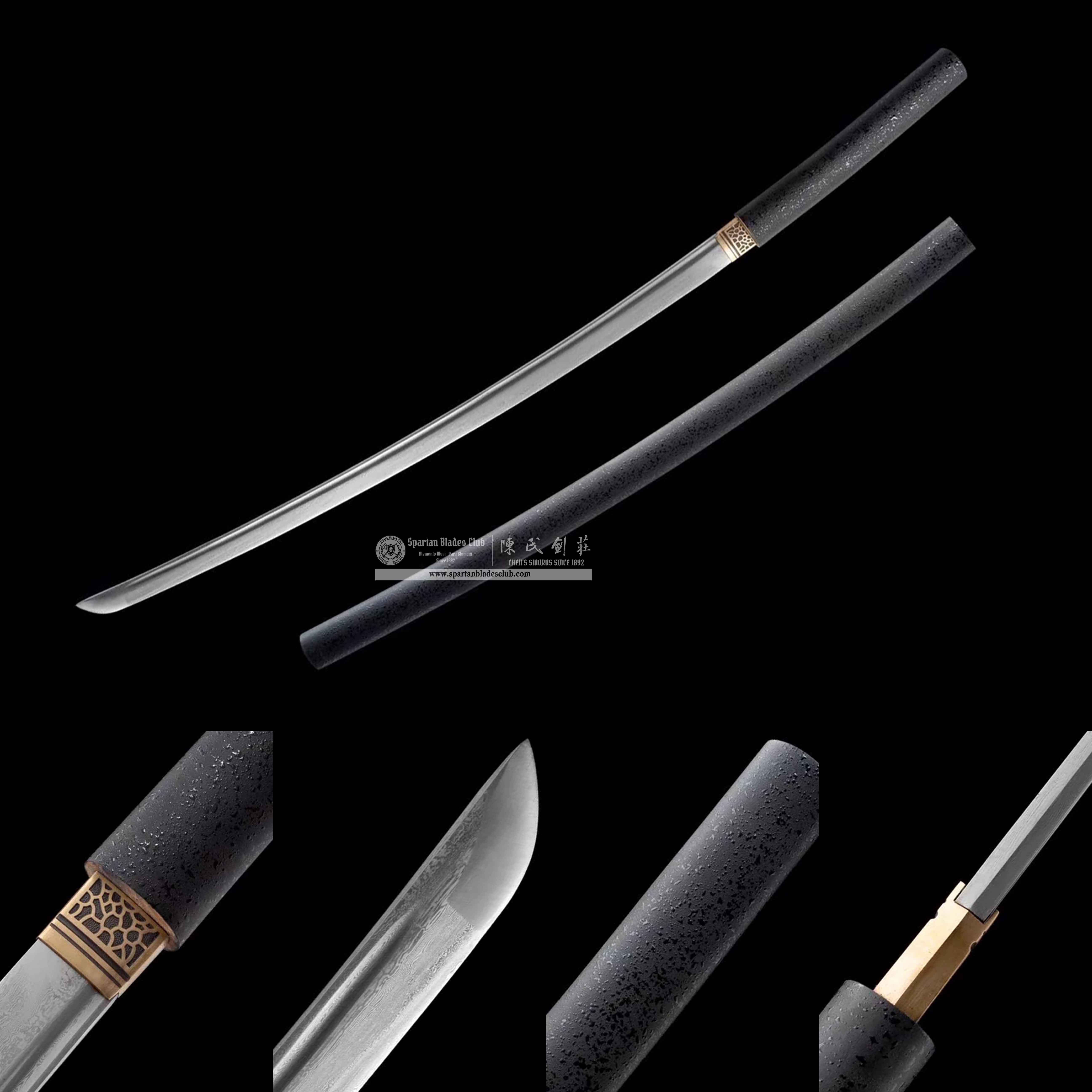 TL31 | Kokutan Komarumaru | Shirasaya | Katana | Damascus Steel | Black | Solid Wood | Battle-Ready | Full-tang | Spartan Blades Club | CHEN'S SWORDS 1892 - Spartan Blades Club - 陳氏劍莊1892