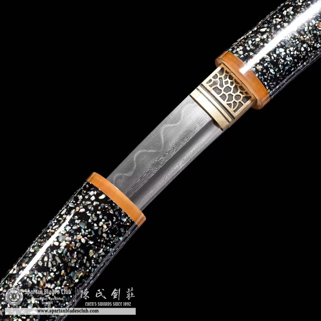 TL36 | Hoshizuri Blade | Shirasaya | Tanto | Damascus Steel | Clay-tempered | Real Hamon | Black | Battle-Ready | Full-tang | Spartan Blades Club | CHEN'S SWORDS 1892 - Spartan Blades Club - 陳氏劍莊1892
