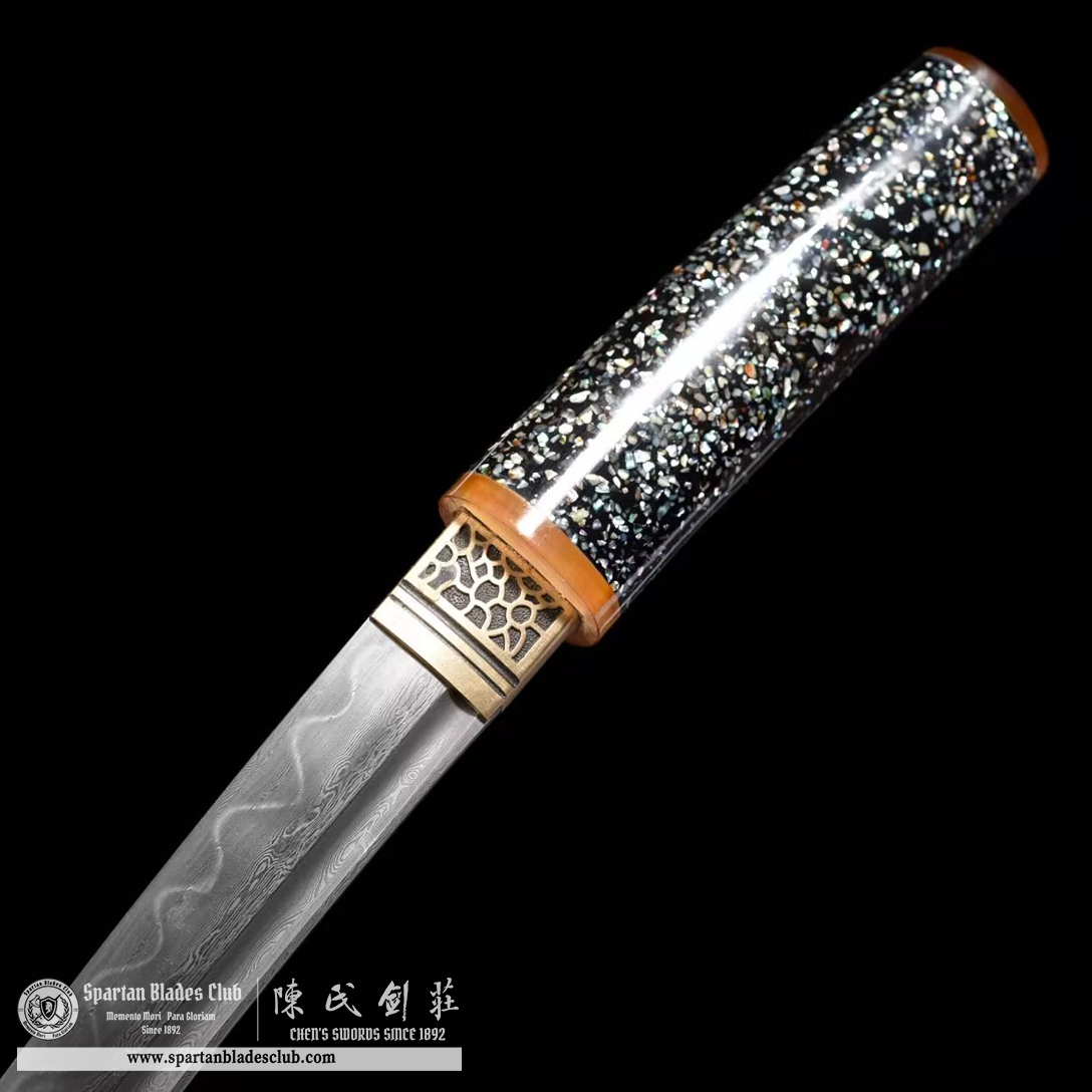 TL36 | Hoshizuri Blade | Shirasaya | Tanto | Damascus Steel | Clay-tempered | Real Hamon | Black | Battle-Ready | Full-tang | Spartan Blades Club | CHEN'S SWORDS 1892 - Spartan Blades Club - 陳氏劍莊1892