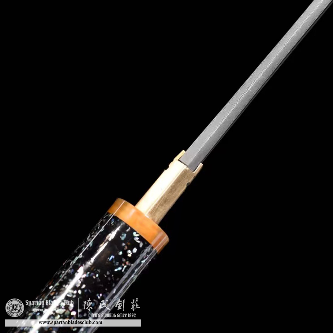 TL36 | Hoshizuri Blade | Shirasaya | Tanto | Damascus Steel | Clay-tempered | Real Hamon | Black | Battle-Ready | Full-tang | Spartan Blades Club | CHEN'S SWORDS 1892 - Spartan Blades Club - 陳氏劍莊1892