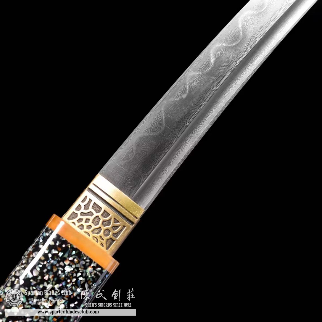 TL36 | Hoshizuri Blade | Shirasaya | Tanto | Damascus Steel | Clay-tempered | Real Hamon | Black | Battle-Ready | Full-tang | Spartan Blades Club | CHEN'S SWORDS 1892 - Spartan Blades Club - 陳氏劍莊1892