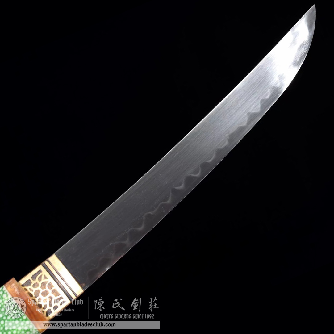 TL33 | Ryokosho Blade | Shirasaya | Tanto | T10 Steel | Clay-tempered | Real Hamon | Green | Fish Skin | Battle-Ready | Full-tang | Spartan Blades Club | CHEN'S SWORDS 1892 - Spartan Blades Club - 陳氏劍莊1892