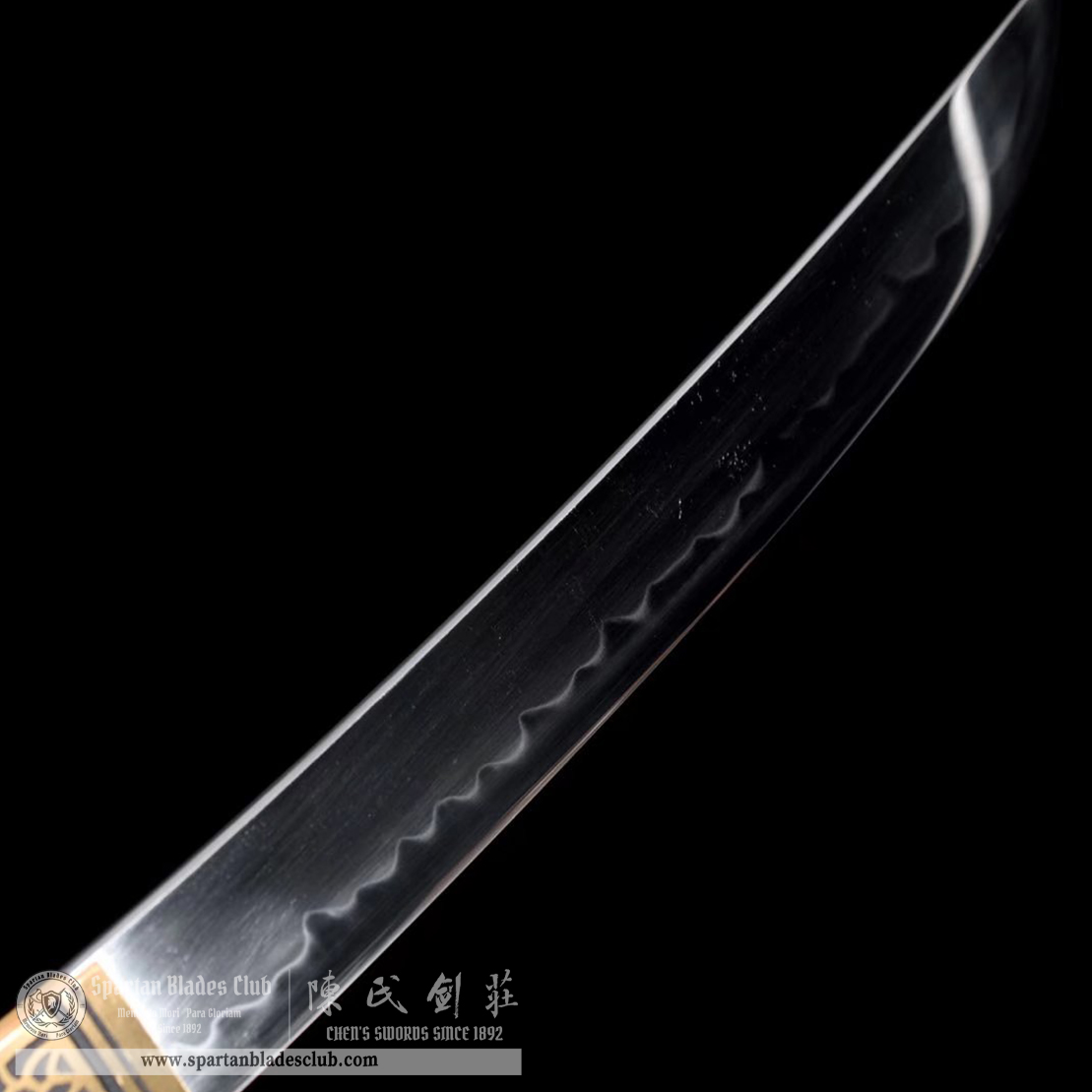 TL35 | Kokosho Blade | Shirasaya | Tanto | T10 Steel | Clay-tempered | Real Hamon | Black | Fish Skin | Battle-Ready | Full-tang | Spartan Blades Club | CHEN'S SWORDS 1892 - Spartan Blades Club - 陳氏劍莊1892