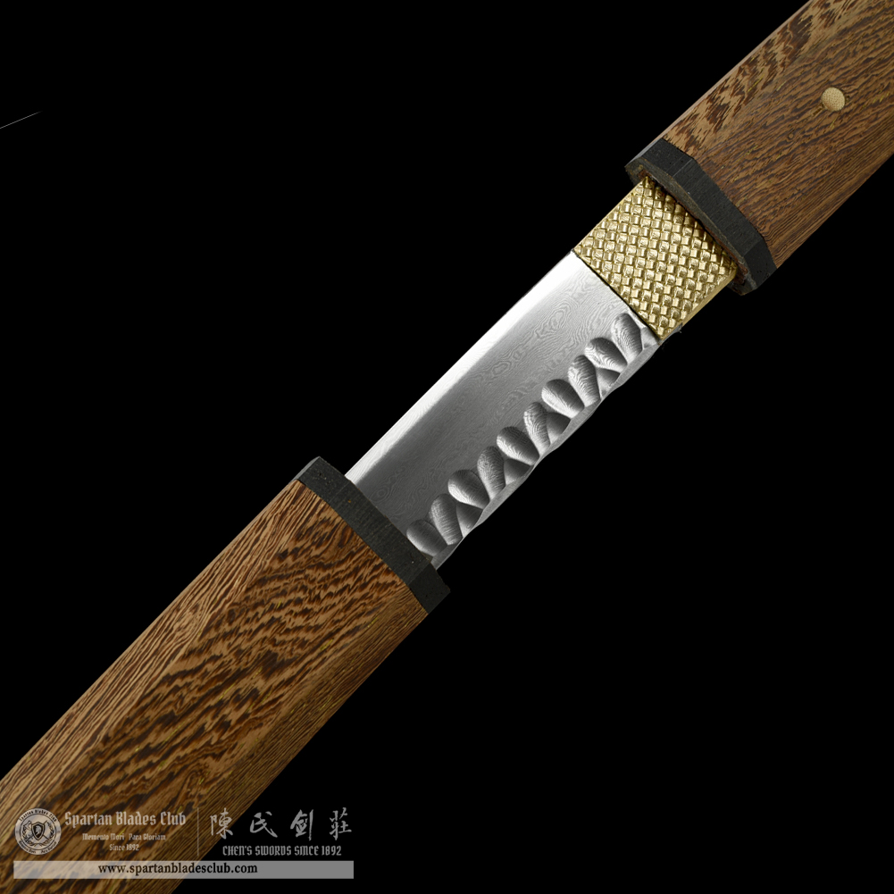 HW18 | Ryuga Jinba Blade | Shirasaya | Katana | Damascus Steel | Rosewood | Battle-Ready | Full-tang | Spartan Blades Club | CHEN'S SWORDS 1892 - Spartan Blades Club - 陳氏劍莊1892