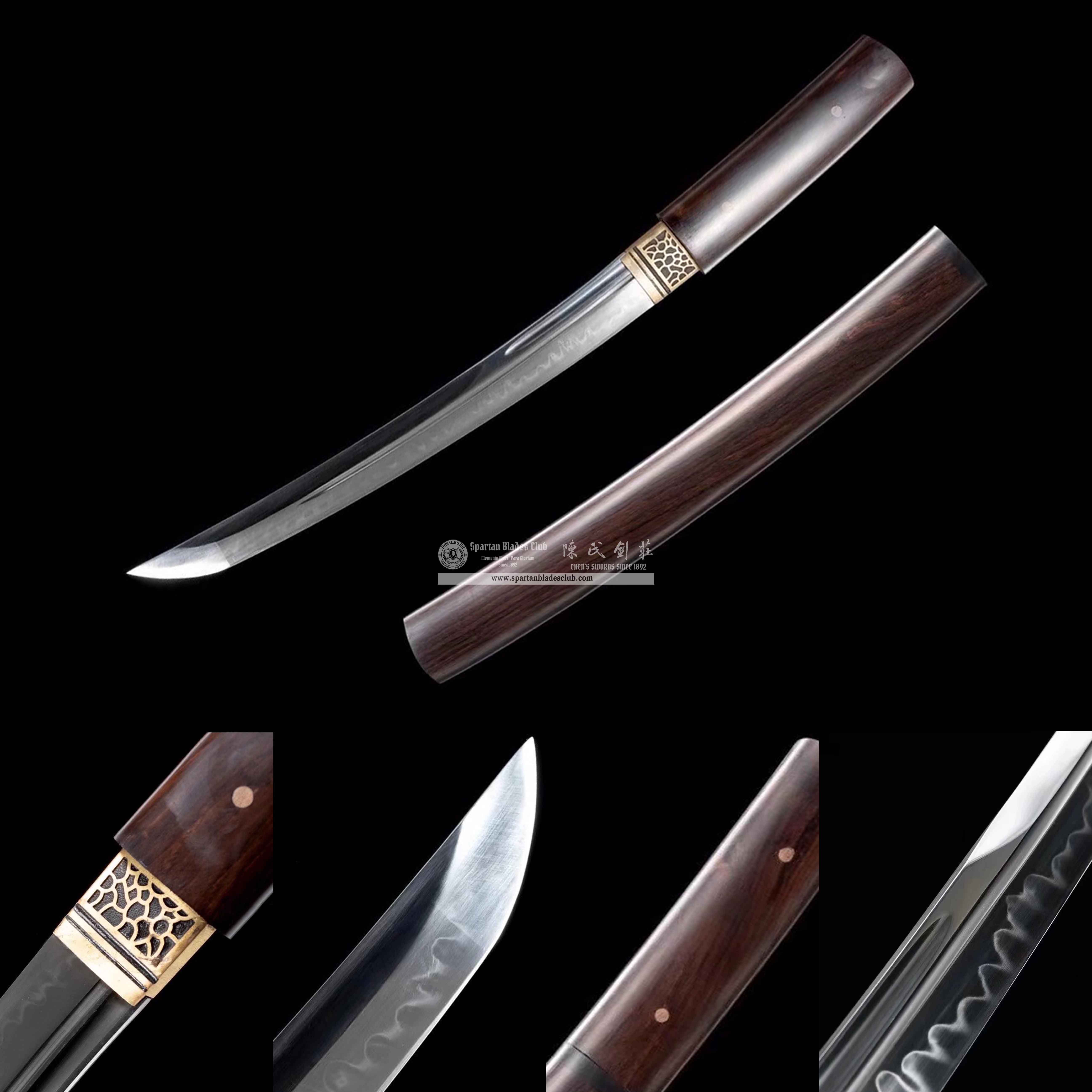 TL30 | Kokutan Komarumaru | Shirasaya | Tanto | T10 Steel | Clay-tempered | Real Hamon | Black | ebony wood | Battle-Ready | Full-tang | Spartan Blades Club | CHEN'S SWORDS 1892 - Spartan Blades Club - 陳氏劍莊1892