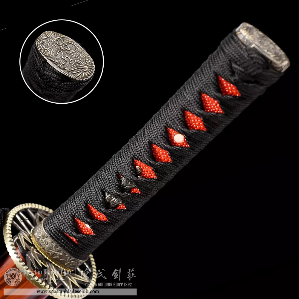 HW15 | Sekichiku Wakizashi | Carbon Steel | Red | Bamboo | Battle-Ready | Full-tang | Spartan Blades Club | CHEN'S SWORDS 1892 - Spartan Blades Club - 陳氏劍莊1892