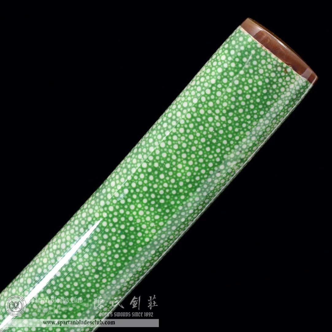 TL33 | Ryokosho Blade | Shirasaya | Tanto | T10 Steel | Clay-tempered | Real Hamon | Green | Fish Skin | Battle-Ready | Full-tang | Spartan Blades Club | CHEN'S SWORDS 1892 - Spartan Blades Club - 陳氏劍莊1892