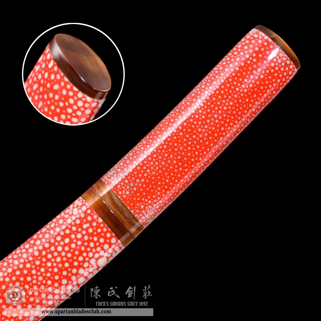 TL34 | Shukosho Blade | Shirasaya | Tanto | T10 Steel | Clay-tempered | Real Hamon | red | Fish Skin | Battle-Ready | Full-tang | Spartan Blades Club | CHEN'S SWORDS 1892 - Spartan Blades Club - 陳氏劍莊1892