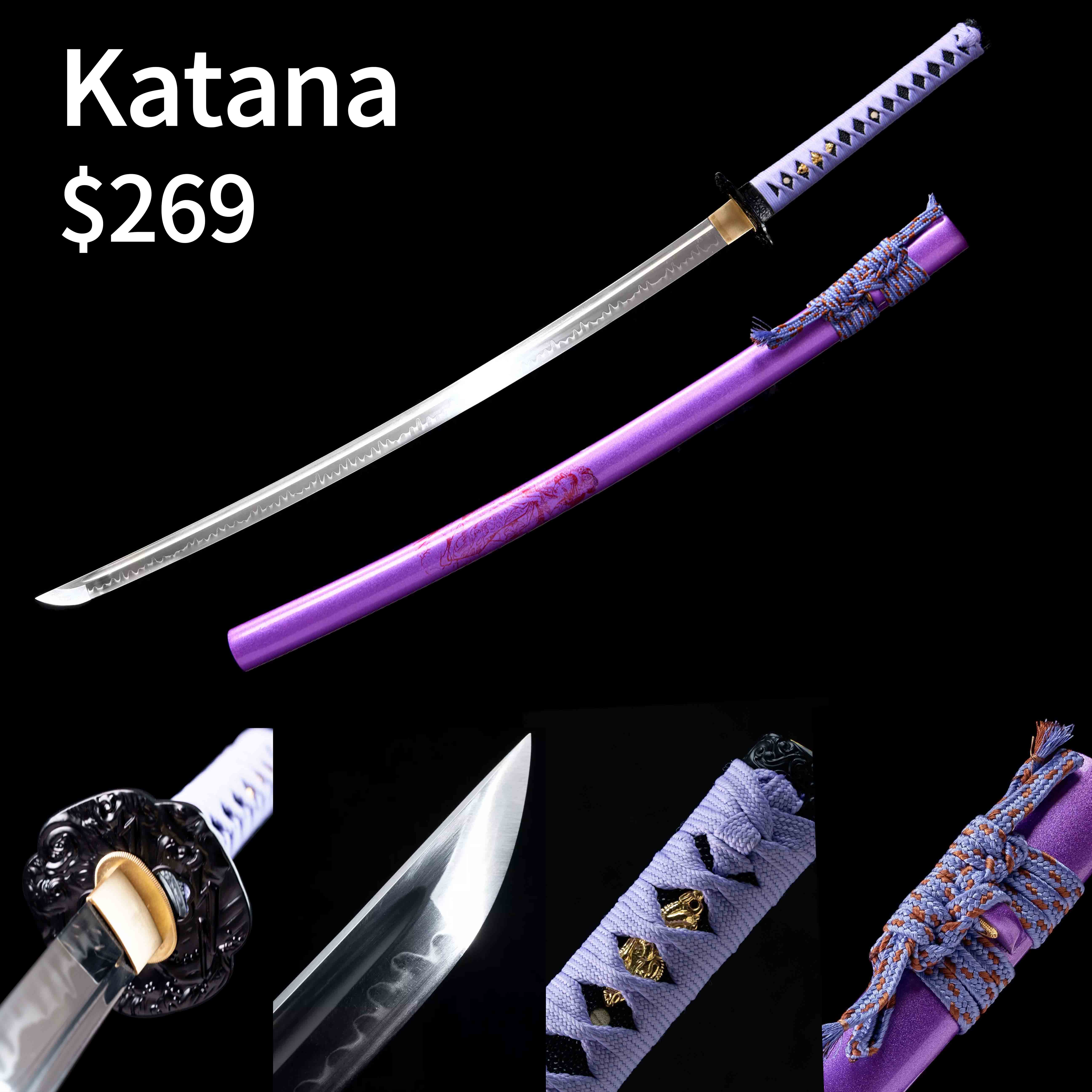 HY18｜🟣Purple Geisha｜Daisho set｜T10 steel｜Clay-tempered｜Real Hamon｜Purple｜Battle-Ready｜Full-tang｜Spartan Blades Club｜CHEN'S SWORDS 1892 - Spartan Blades Club - 陳氏劍莊1892