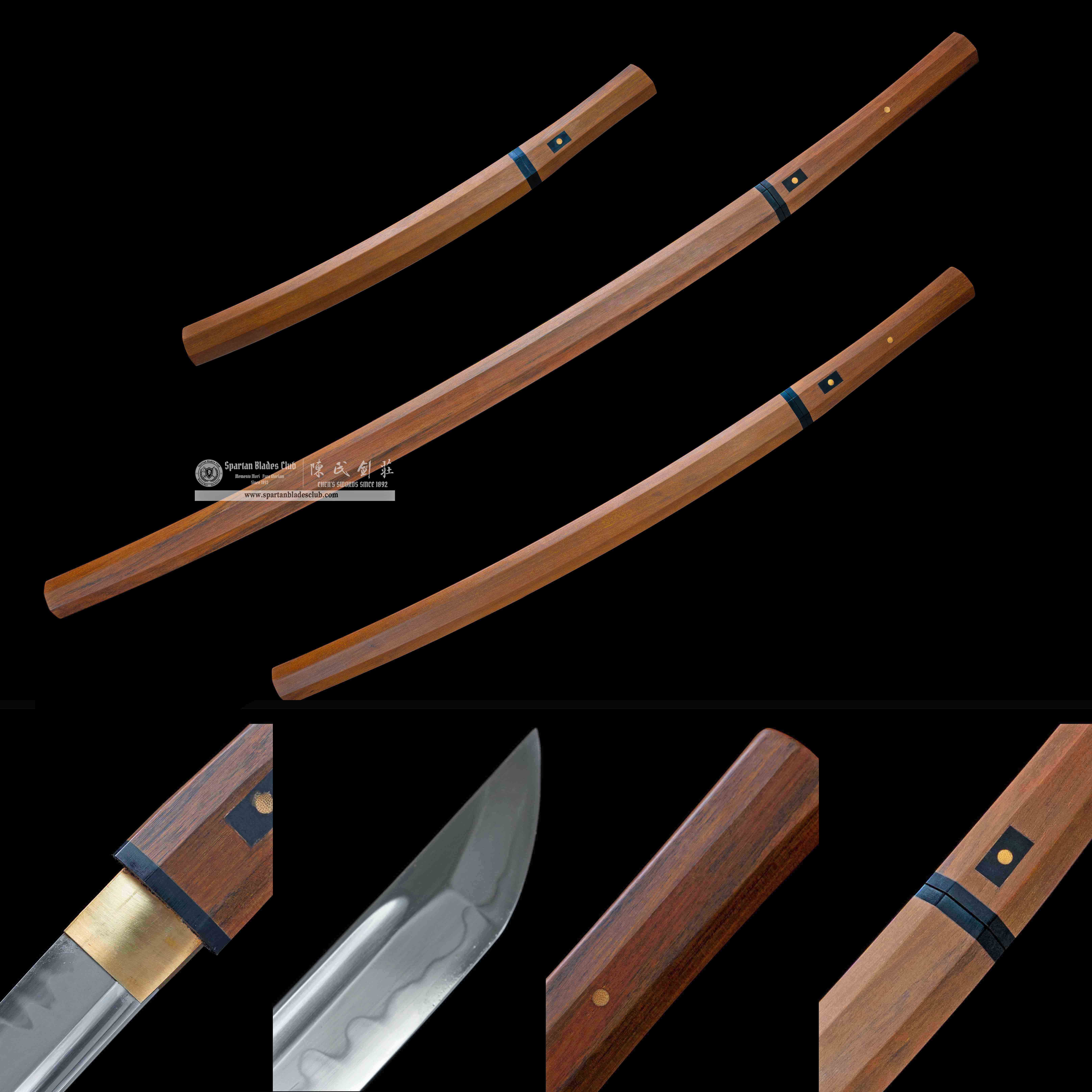 HY65 | IPE Soul Daisho Set | Katana | Wakizashi | Tanto | T10 steel | Clay-tempered | Real Hamon | Brown | Ray-skin | Battle-Ready | Full-tang | Spartan Blades Club | CHEN'S SWORDS 1892 - Spartan Blades Club - 陳氏劍莊1892