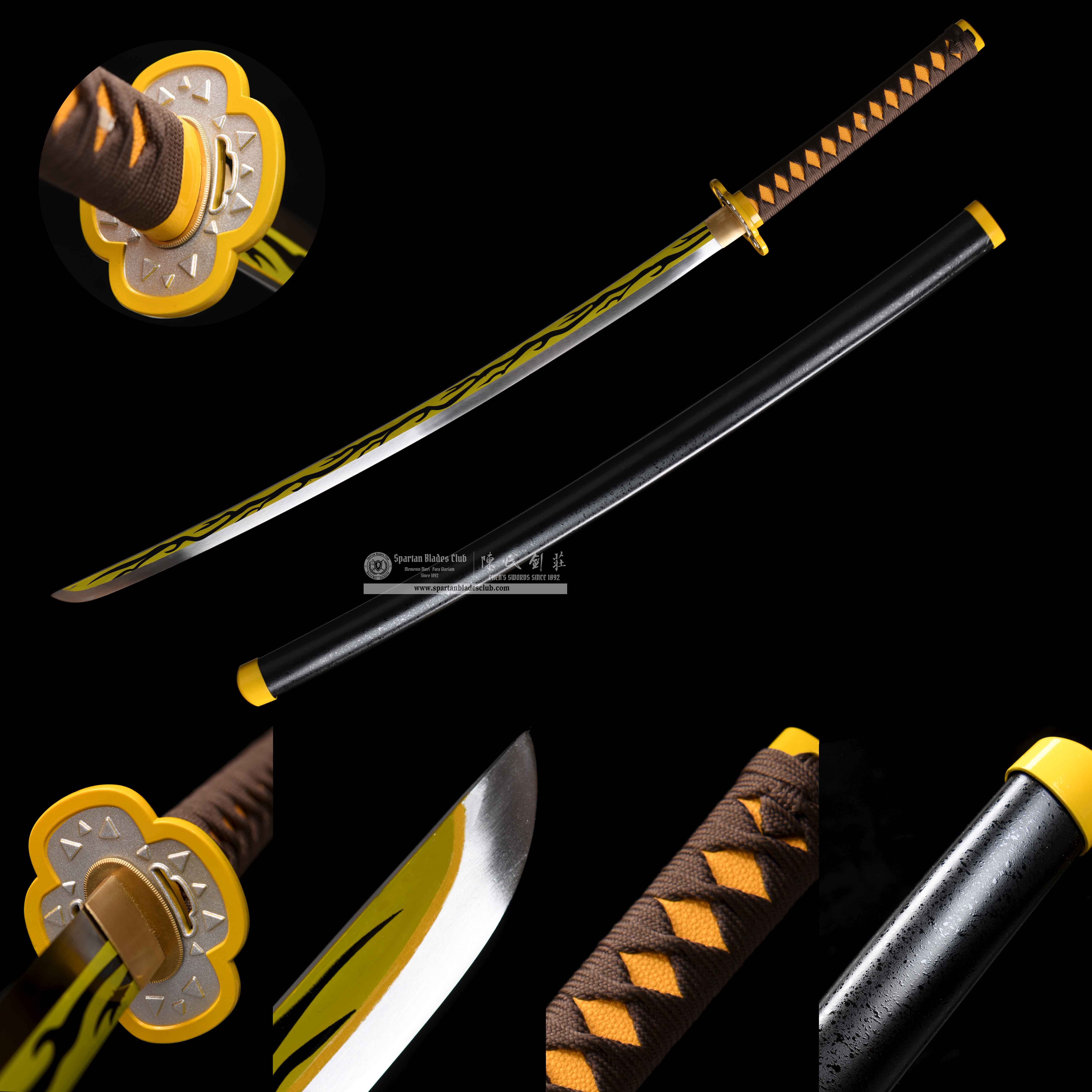 HY134. | Kaigaku Sword | Demon Slayer | 1045 Carbon steel | Sharp | Handmade Real Sword | Green | Battle-Ready | Full-tang | Japanese Anime Cosplay | Spartan Blades Club | CHEN'S SWORDS 1892 - Spartan Blades Club - 陳氏劍莊1892