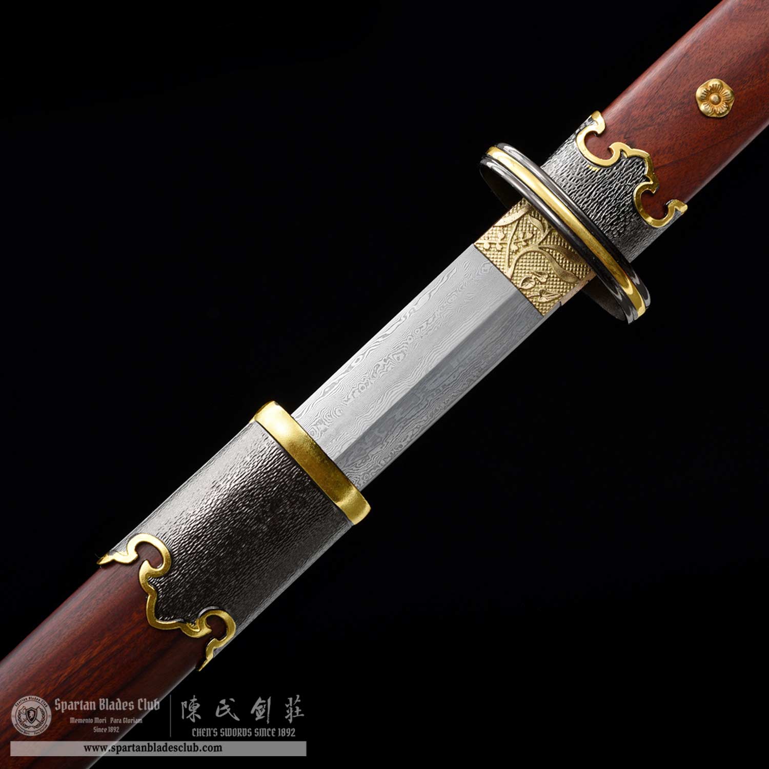 HW29 | PoTian TangDao | Damascus Steel | Red Rosewood | Battle-Ready | Full-tang | Spartan Blades Club | CHEN'S SWORDS 1892 - Spartan Blades Club - 陳氏劍莊1892