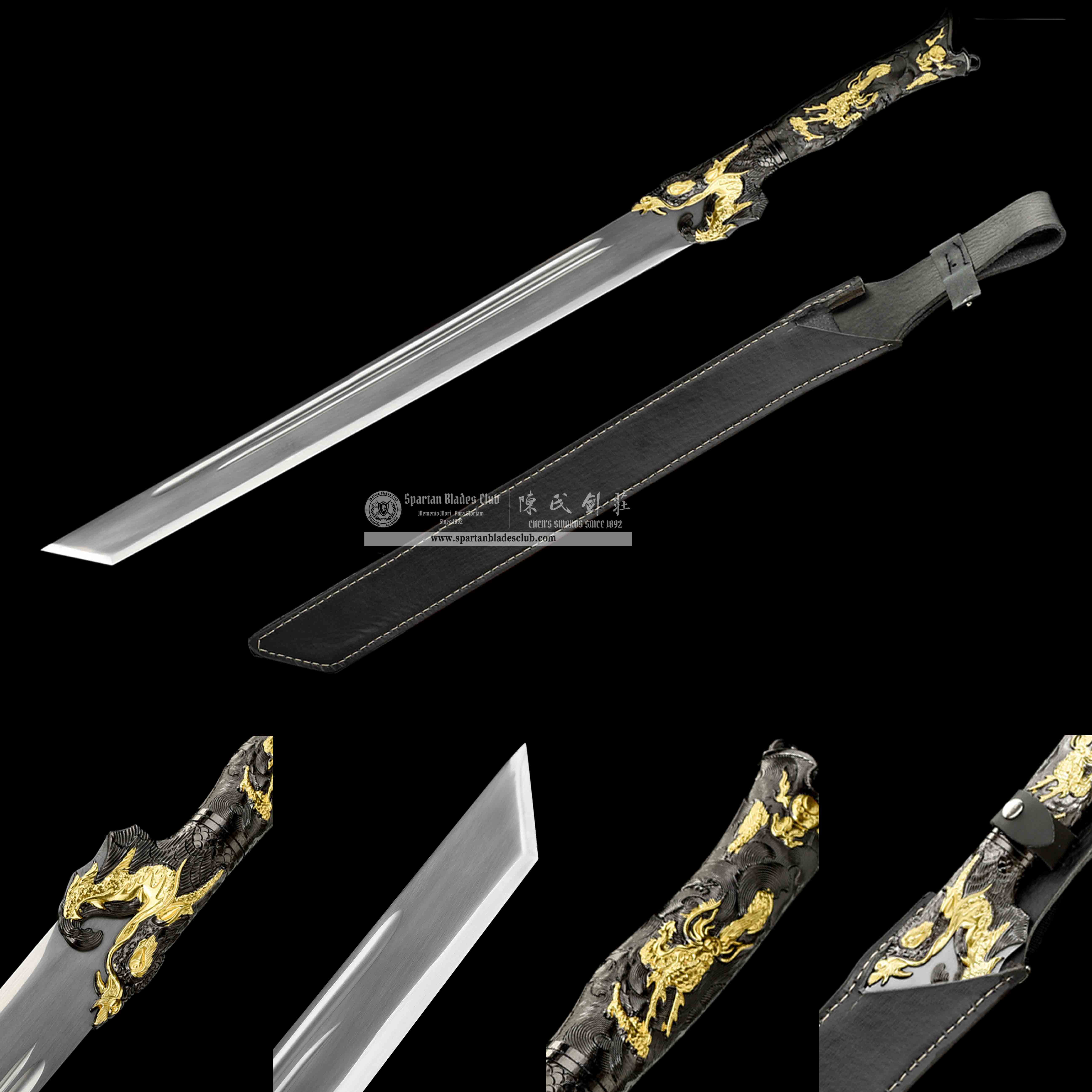 HW30 | ZhenLoong Bao Dao | Fancy Sword | Carbon Steel | Black&Golden | Loong(Chinese dragon) | Battle-Ready | Full-tang | Spartan Blades Club | CHEN'S SWORDS 1892 - Spartan Blades Club - 陳氏劍莊1892