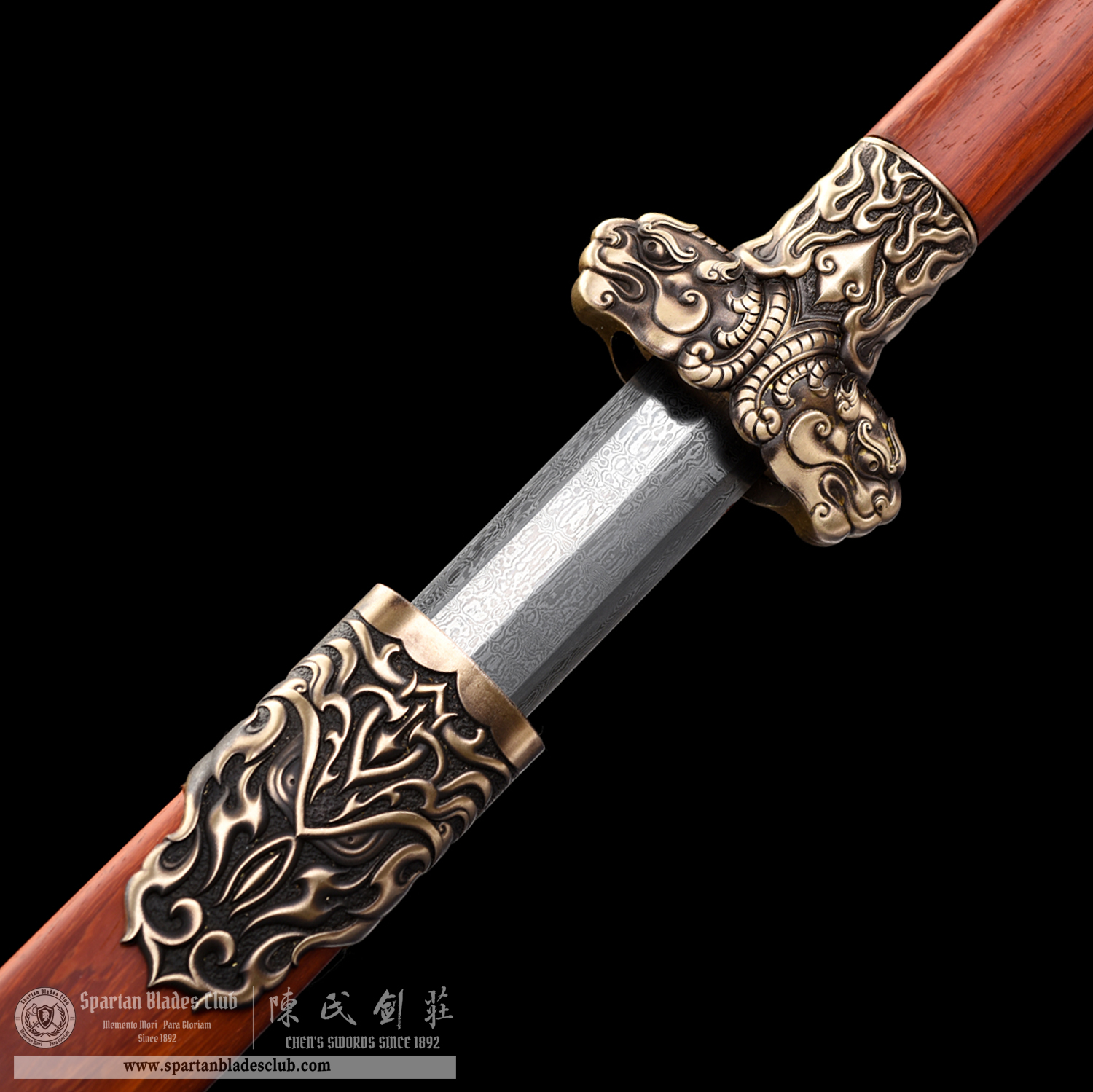 HW35 | TianMo HanJian | Jian | Damascus Steel | Red | Loong(Chinese dragon) | Battle-Ready | Full-tang | Spartan Blades Club | CHEN'S SWORDS 1892 - Spartan Blades Club - 陳氏劍莊1892