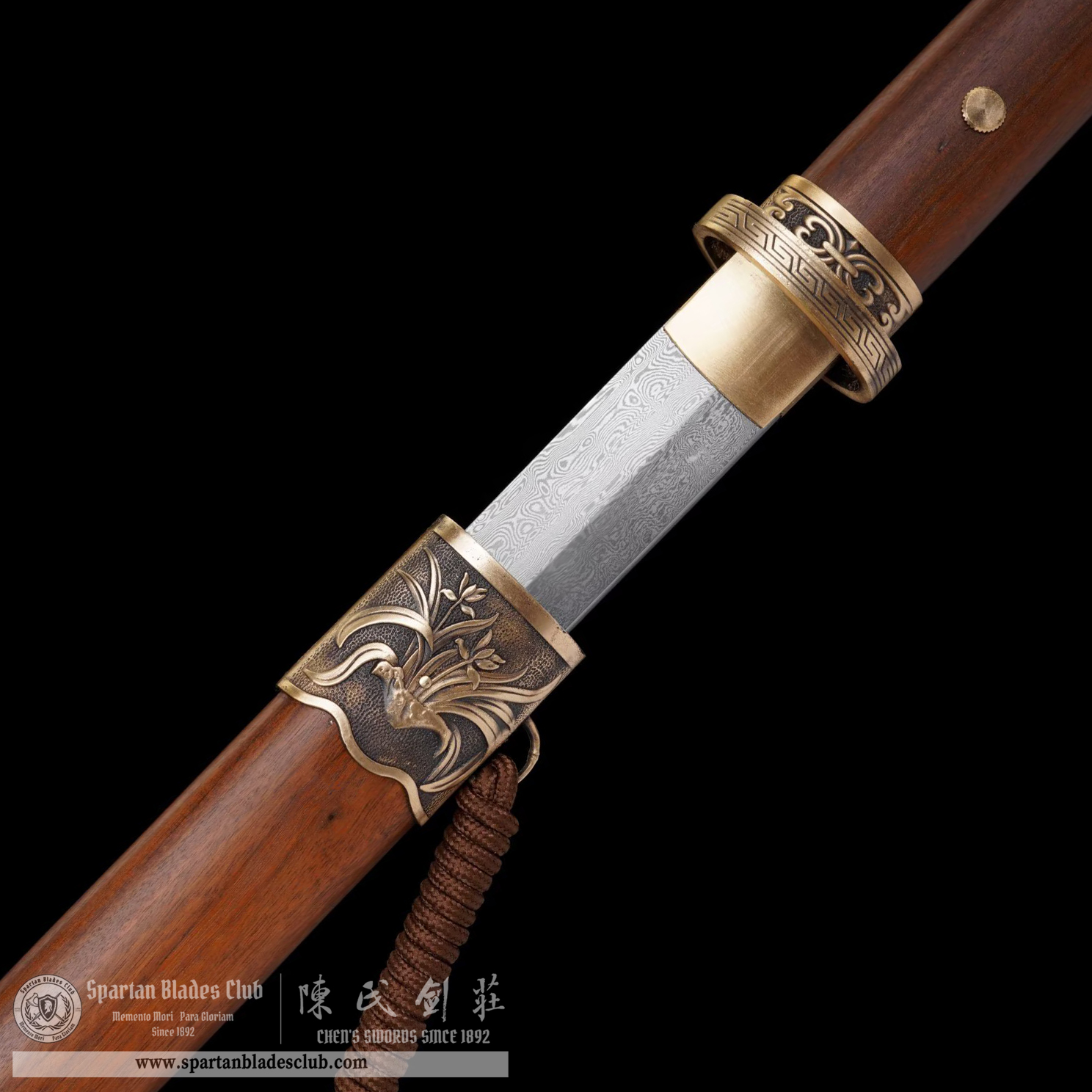 TL37 | JunHuai Blade | Chinese Dao | Damascus Steel | Plum blossom | orchid | bamboo | chrysanthemum | brown | Battle-Ready | Full-tang | Spartan Blades Club | CHEN'S SWORDS 1892 - Spartan Blades Club - 陳氏劍莊1892