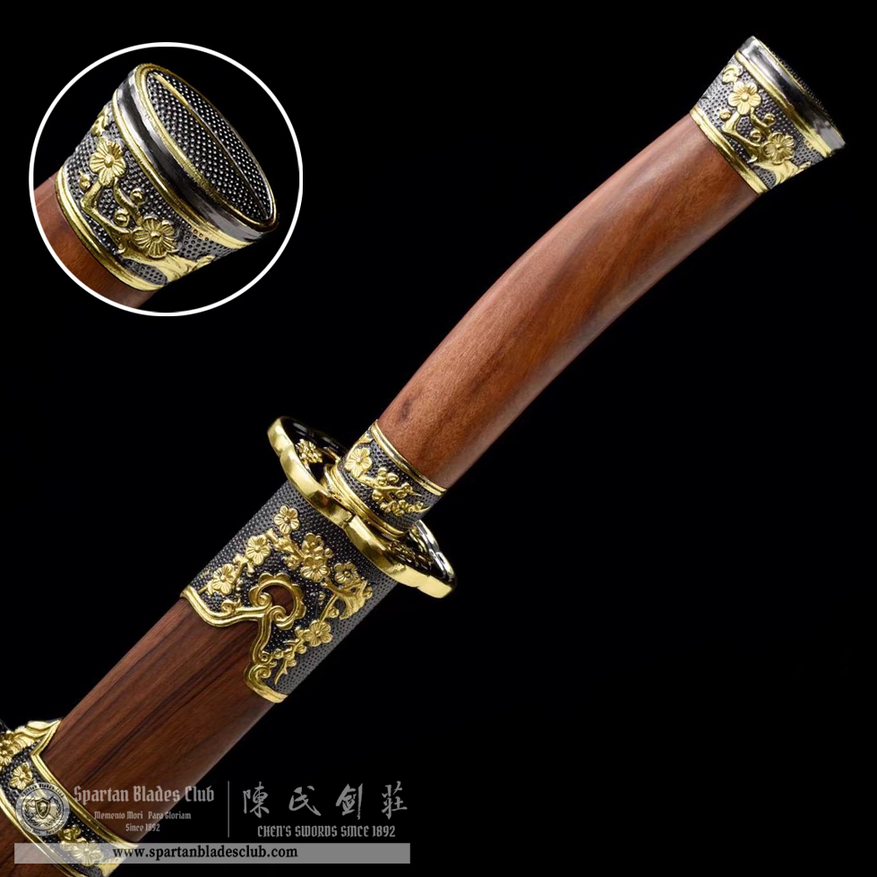 TL40 | JinMei Blade | Dao | Damascus Steel | Flower | Brown | Battle-Ready | Full-tang | Spartan Blades Club | CHEN'S SWORDS 1892 - Spartan Blades Club - 陳氏劍莊1892