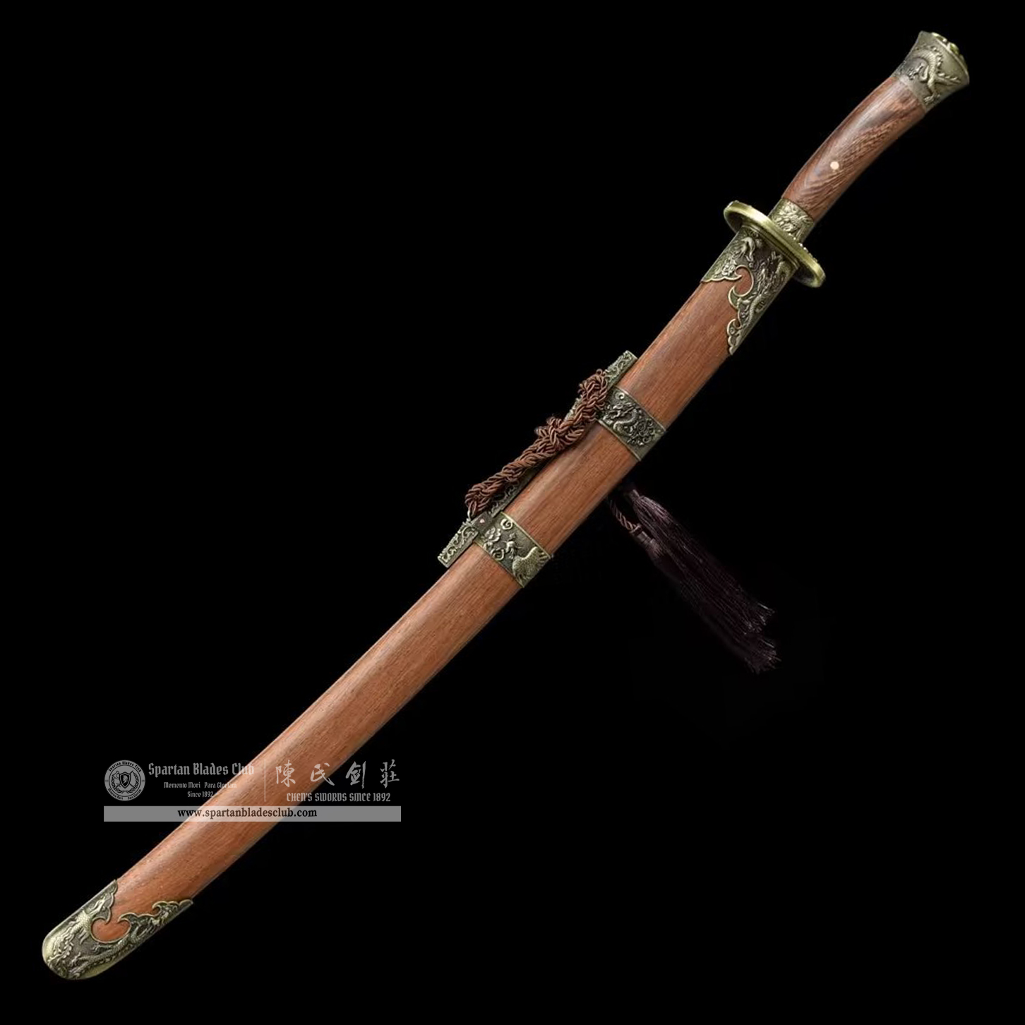 TL39 | LoongPan Dao | Damascus Steel | Loong(Chinese Dragon) | Brown | Battle-Ready | Full-tang | Spartan Blades Club | CHEN'S SWORDS 1892 - Spartan Blades Club - 陳氏劍莊1892