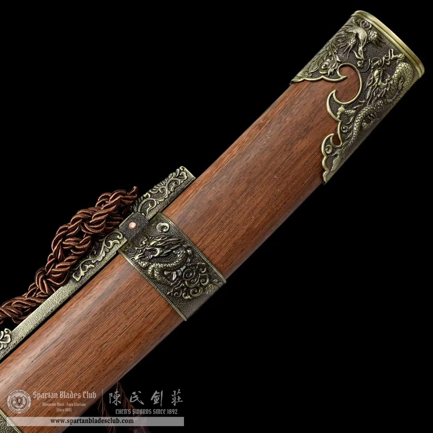 TL39 | LoongPan Dao | Damascus Steel | Loong(Chinese Dragon) | Brown | Battle-Ready | Full-tang | Spartan Blades Club | CHEN'S SWORDS 1892 - Spartan Blades Club - 陳氏劍莊1892