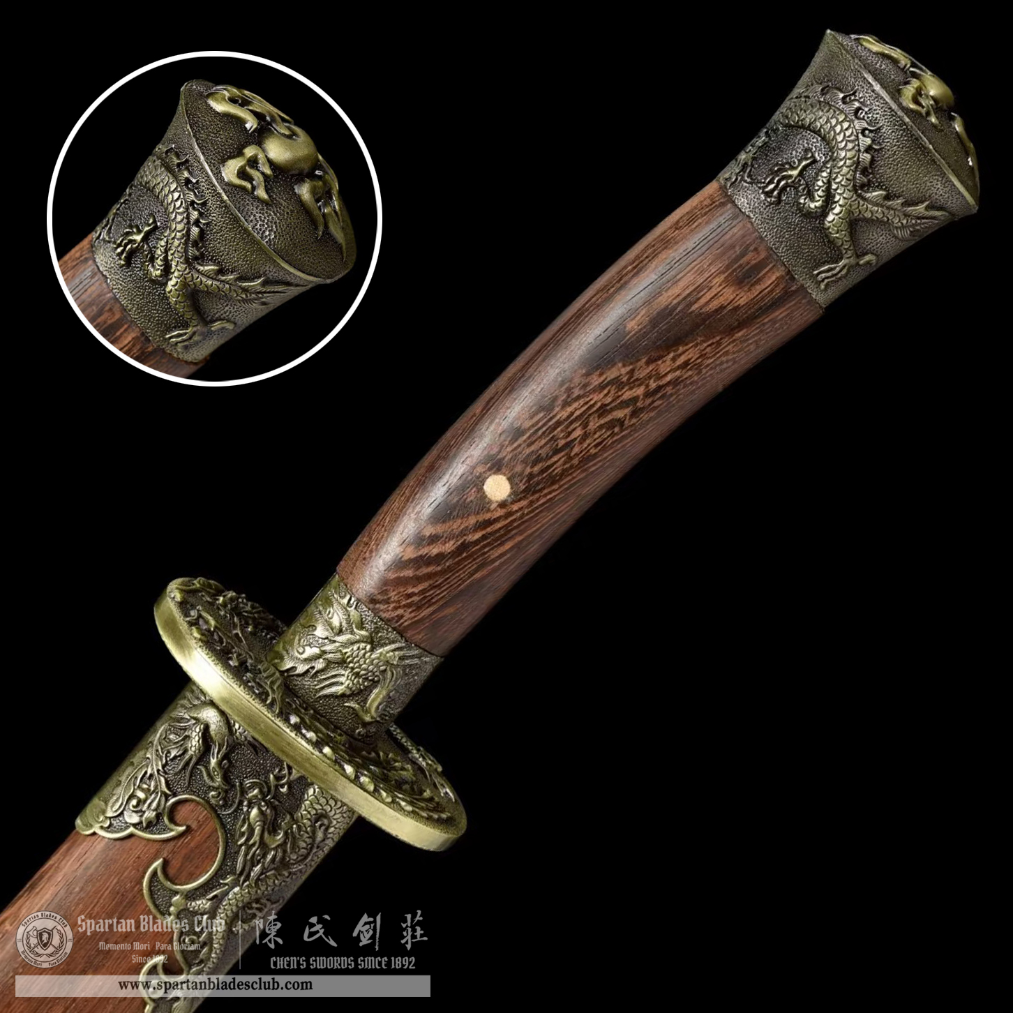TL39 | LoongPan Dao | Damascus Steel | Loong(Chinese Dragon) | Brown | Battle-Ready | Full-tang | Spartan Blades Club | CHEN'S SWORDS 1892 - Spartan Blades Club - 陳氏劍莊1892