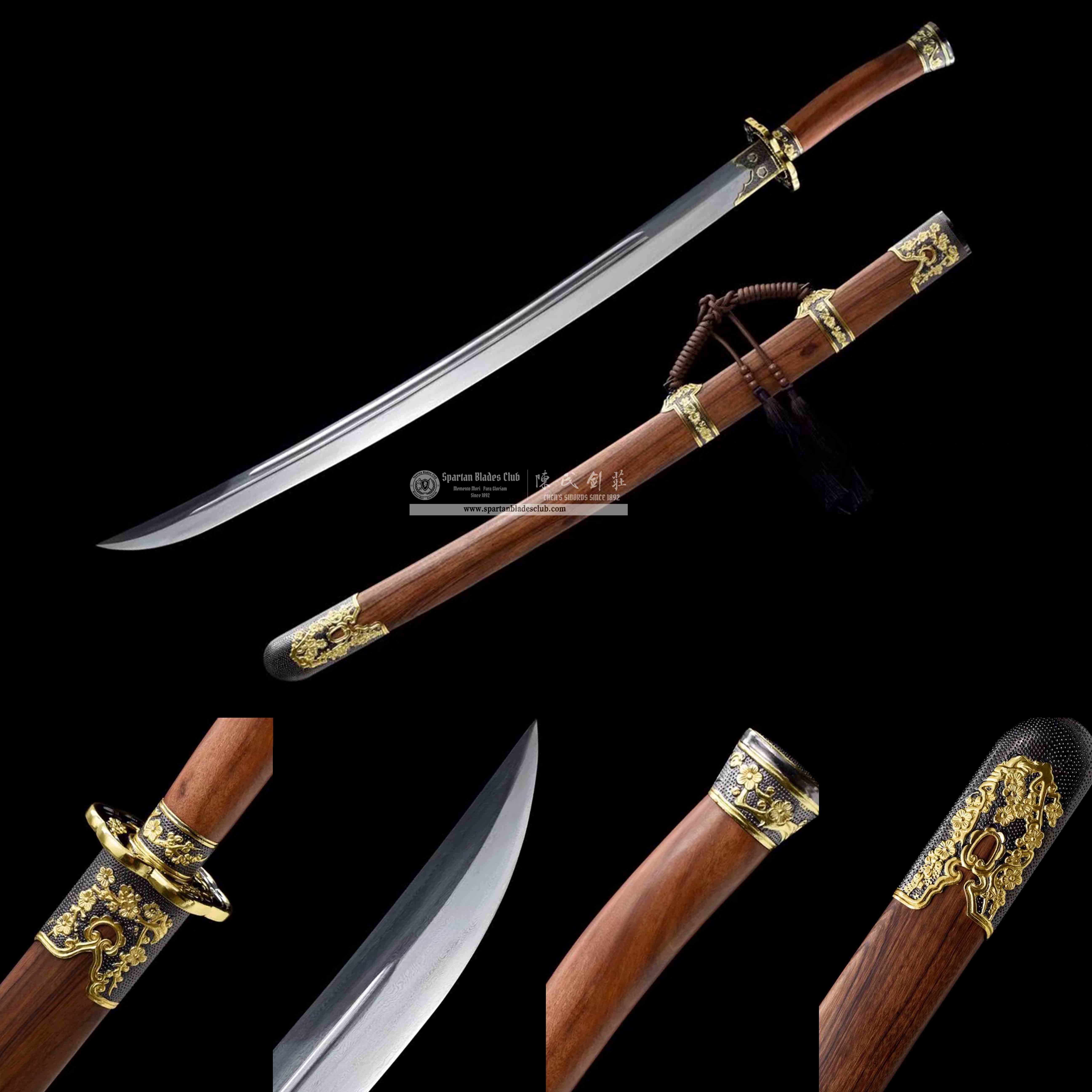 TL40 | JinMei Blade | Dao | Damascus Steel | Flower | Brown | Battle-Ready | Full-tang | Spartan Blades Club | CHEN'S SWORDS 1892 - Spartan Blades Club - 陳氏劍莊1892