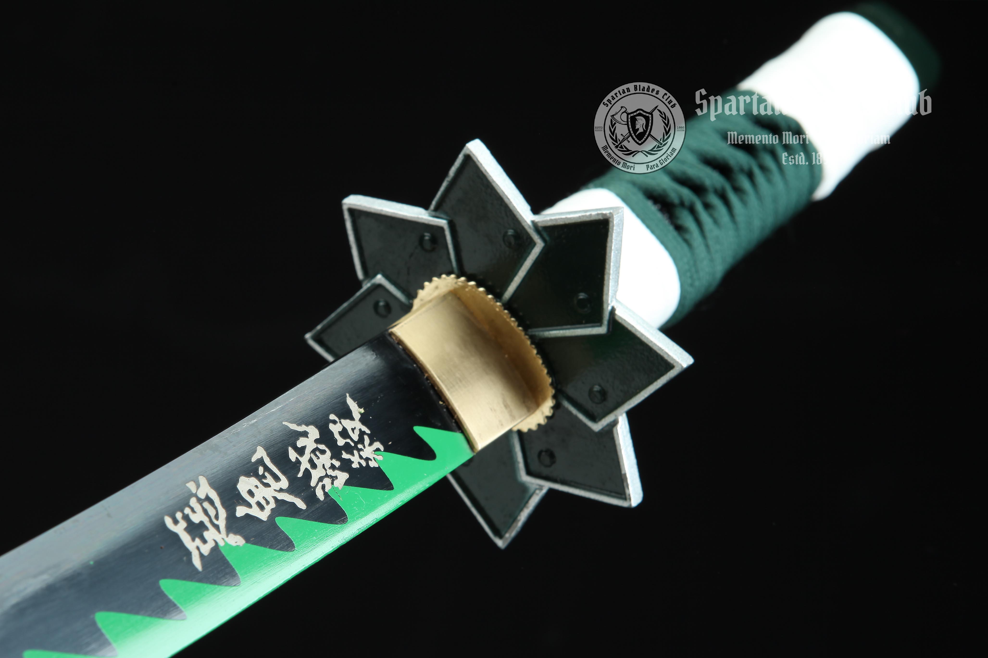 Sanemi Shinazugawa Sword | Demon Slayer | 1045 Carbon steel | Sharp | Handmade Real Sword | Green | Battle-Ready | Full-tang | Japanese Anime Cosplay | Spartan Blades Club | CHEN'S SWORDS 1892 - Spartan Blades Club - 陳氏劍莊1892