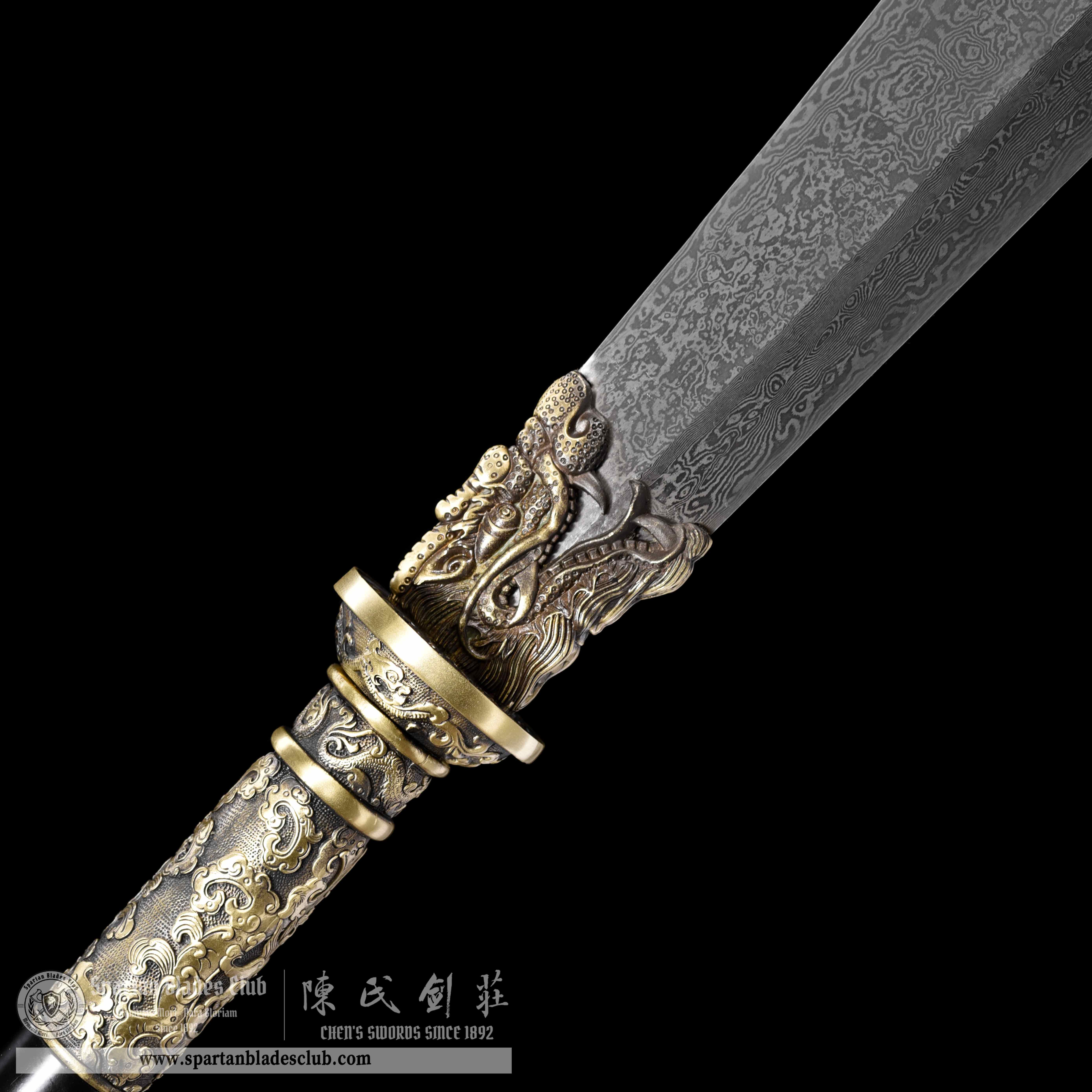 JYG01 | Qingloong Yanyue Dao | Guan Gong | Damascus Steel | Black&Golden | Battle-Ready | Full-tang | Spartan Blades Club | CHEN'S SWORDS 1892 - Spartan Blades Club - 陳氏劍莊1892