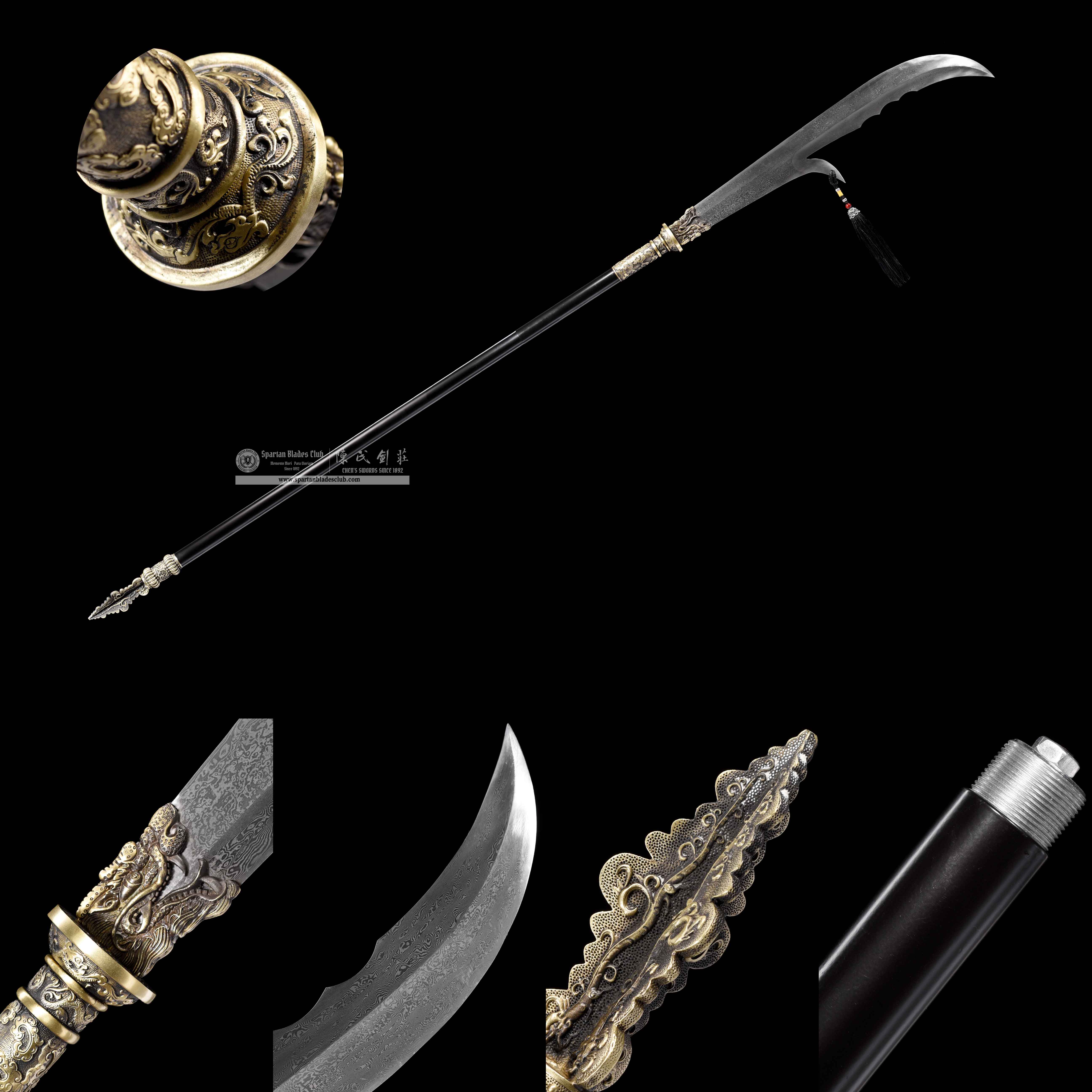 JYG01 | Qingloong Yanyue Dao | Guan Gong | Damascus Steel | Black&Golden | Battle-Ready | Full-tang | Spartan Blades Club | CHEN'S SWORDS 1892 - Spartan Blades Club - 陳氏劍莊1892