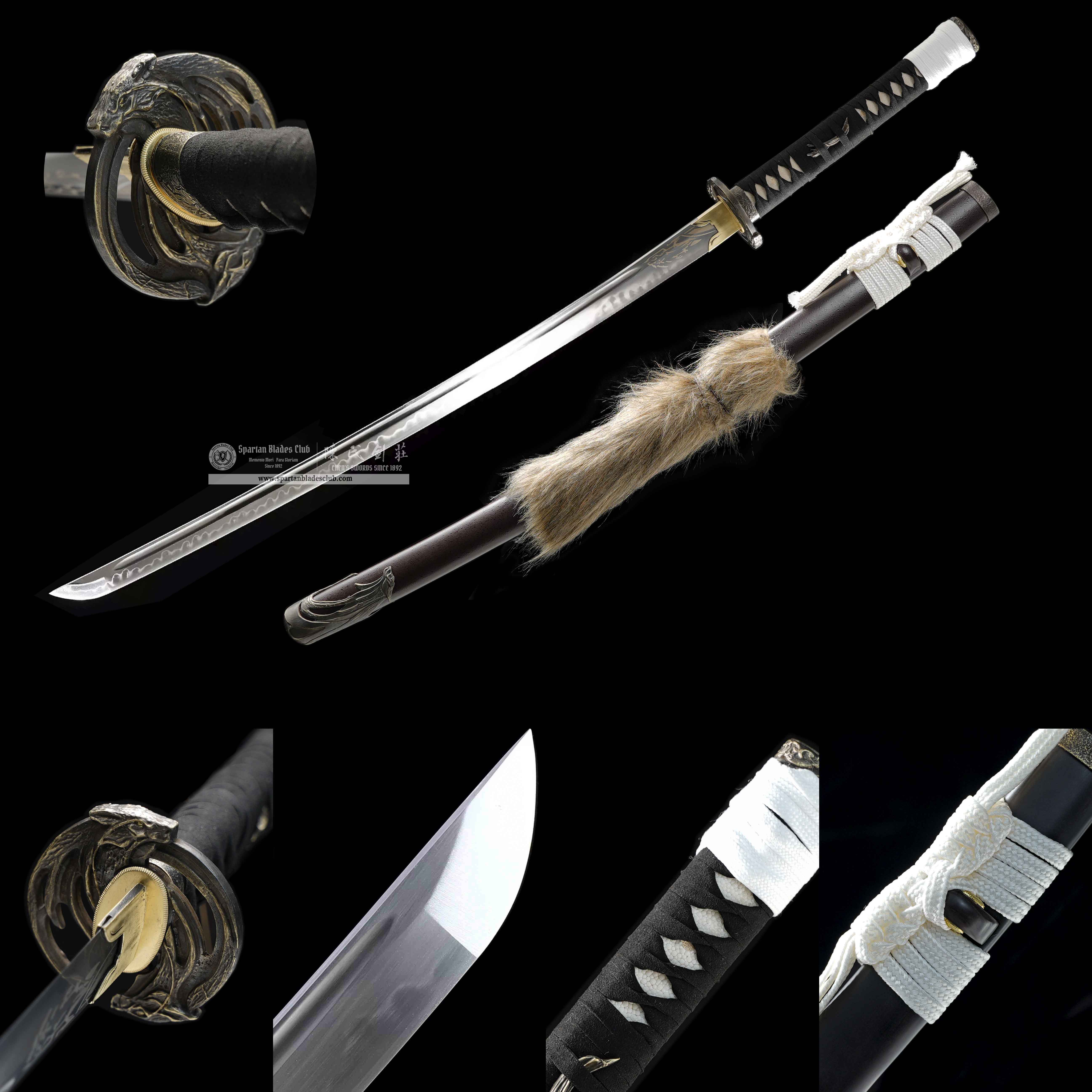 HY132 | Atsu's Wolf Blade - Ghost of Yotei | Damascus Steel/T10 Steel | Clay-tempered | Real Hamon | Battle Ready | Full Tang | Spartan Blades Club CHEN'S SWORDS 1892 - Spartan Blades Club - 陳氏劍莊1892