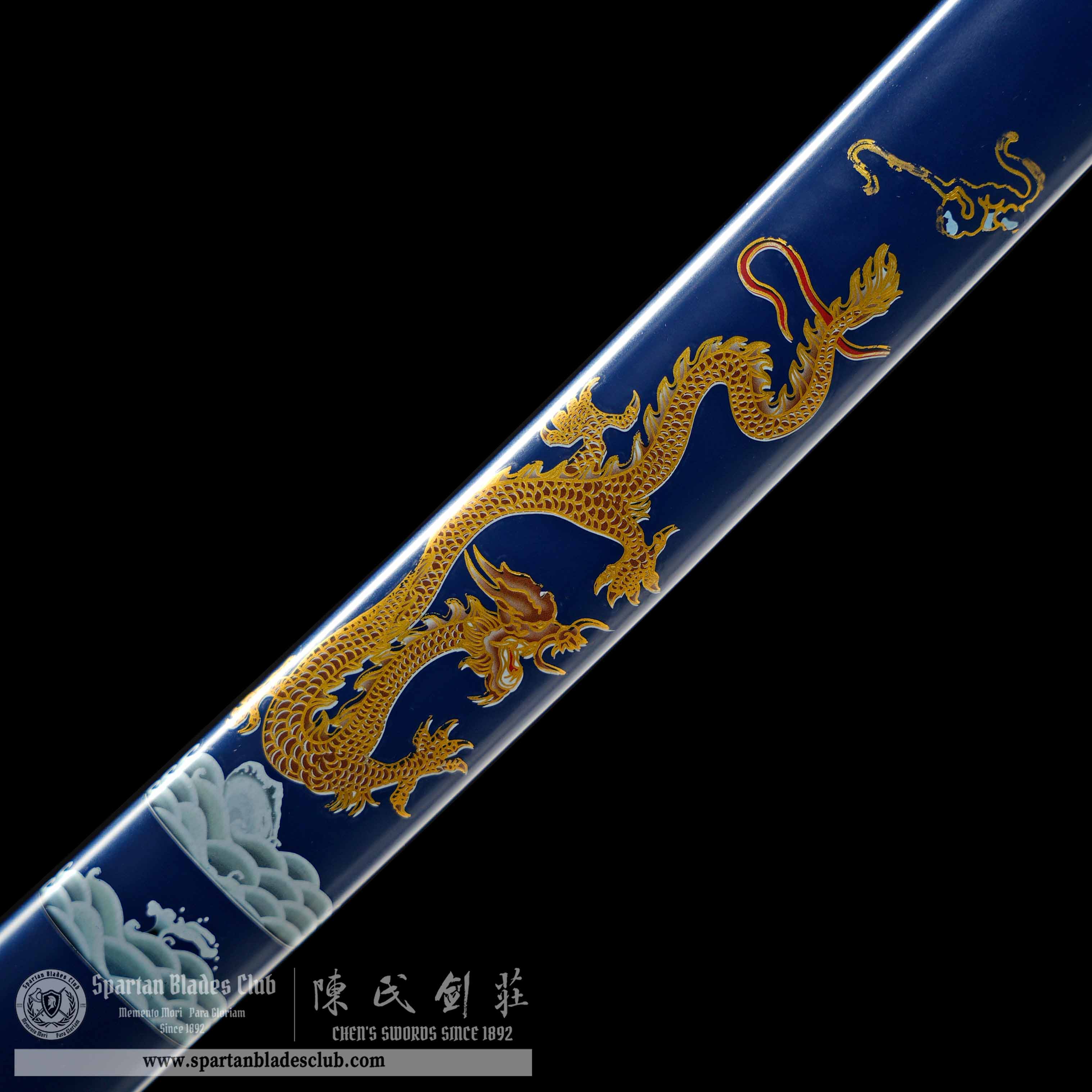 HY137 | LanLoong Samurai | Katana | Damascus steel | Blue | Chinese dragon | Battle-Ready | Full-tang | Spartan Blades Club | CHEN'S SWORDS 1892 - Spartan Blades Club - 陳氏劍莊1892