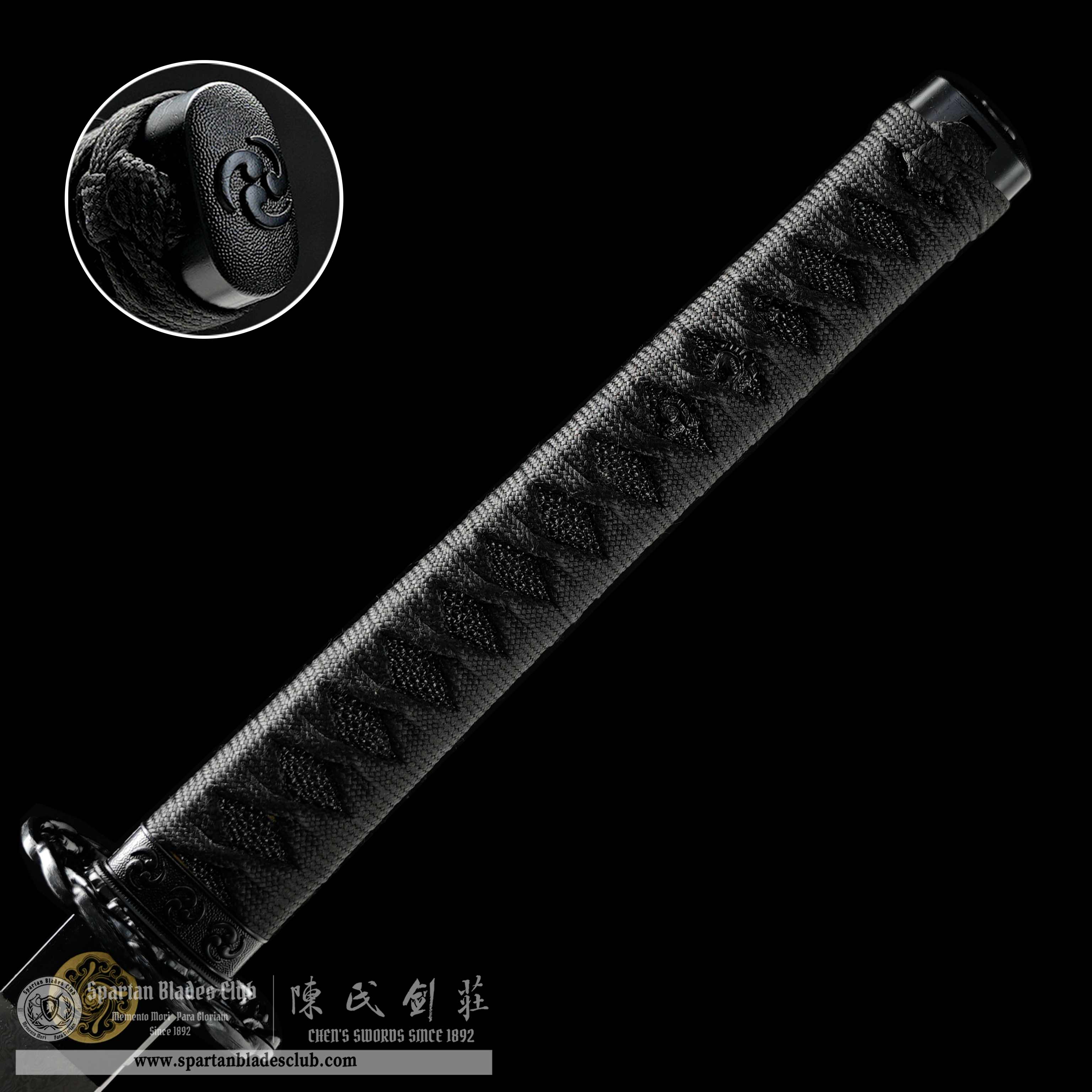 HY138 | Gen'ei Samurai | Katana | Damascus steel | Black | Battle-Ready | Full-tang | Spartan Blades Club | CHEN'S SWORDS 1892 - Spartan Blades Club - 陳氏劍莊1892