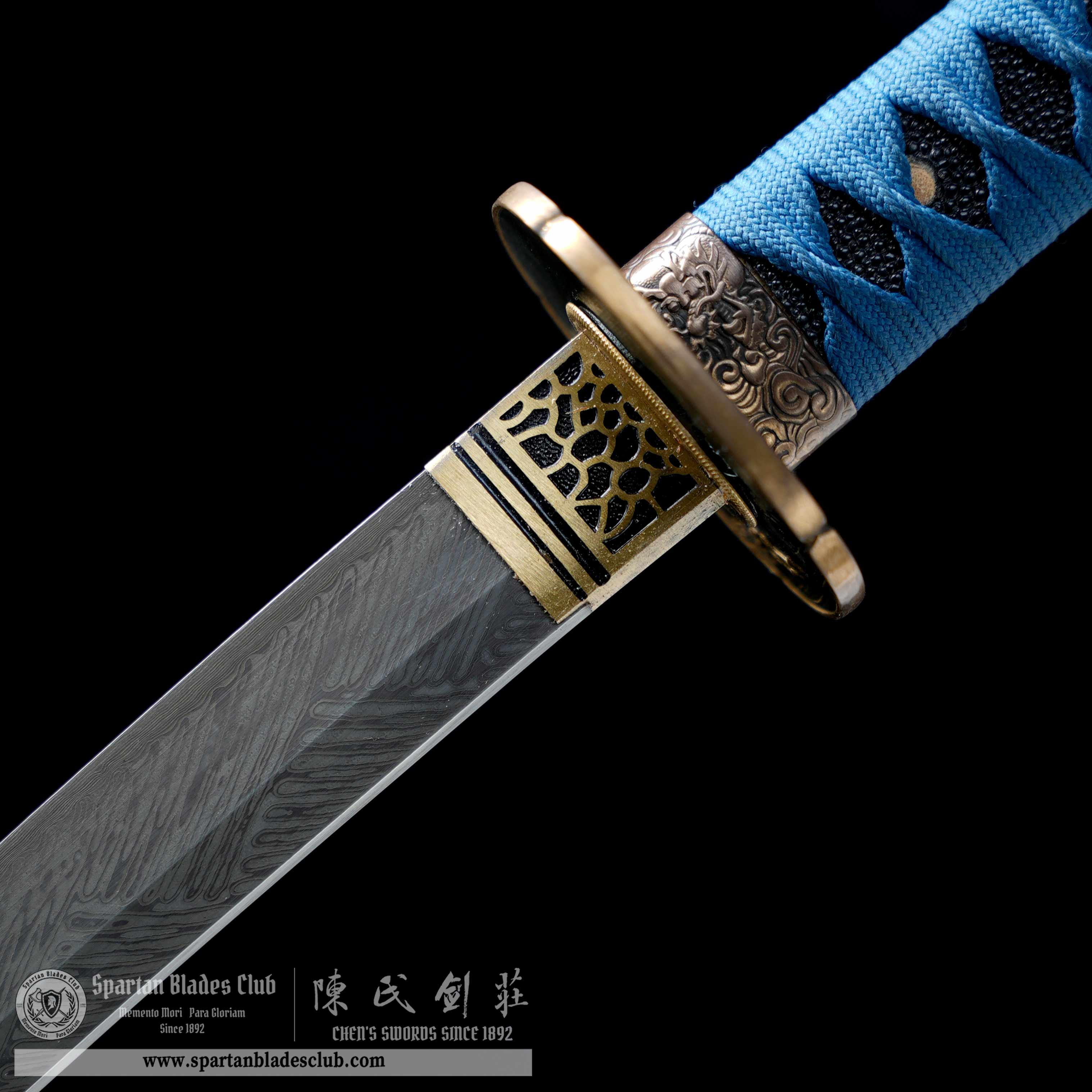 HY137 | LanLoong Samurai | Katana | Damascus steel | Blue | Chinese dragon | Battle-Ready | Full-tang | Spartan Blades Club | CHEN'S SWORDS 1892 - Spartan Blades Club - 陳氏劍莊1892