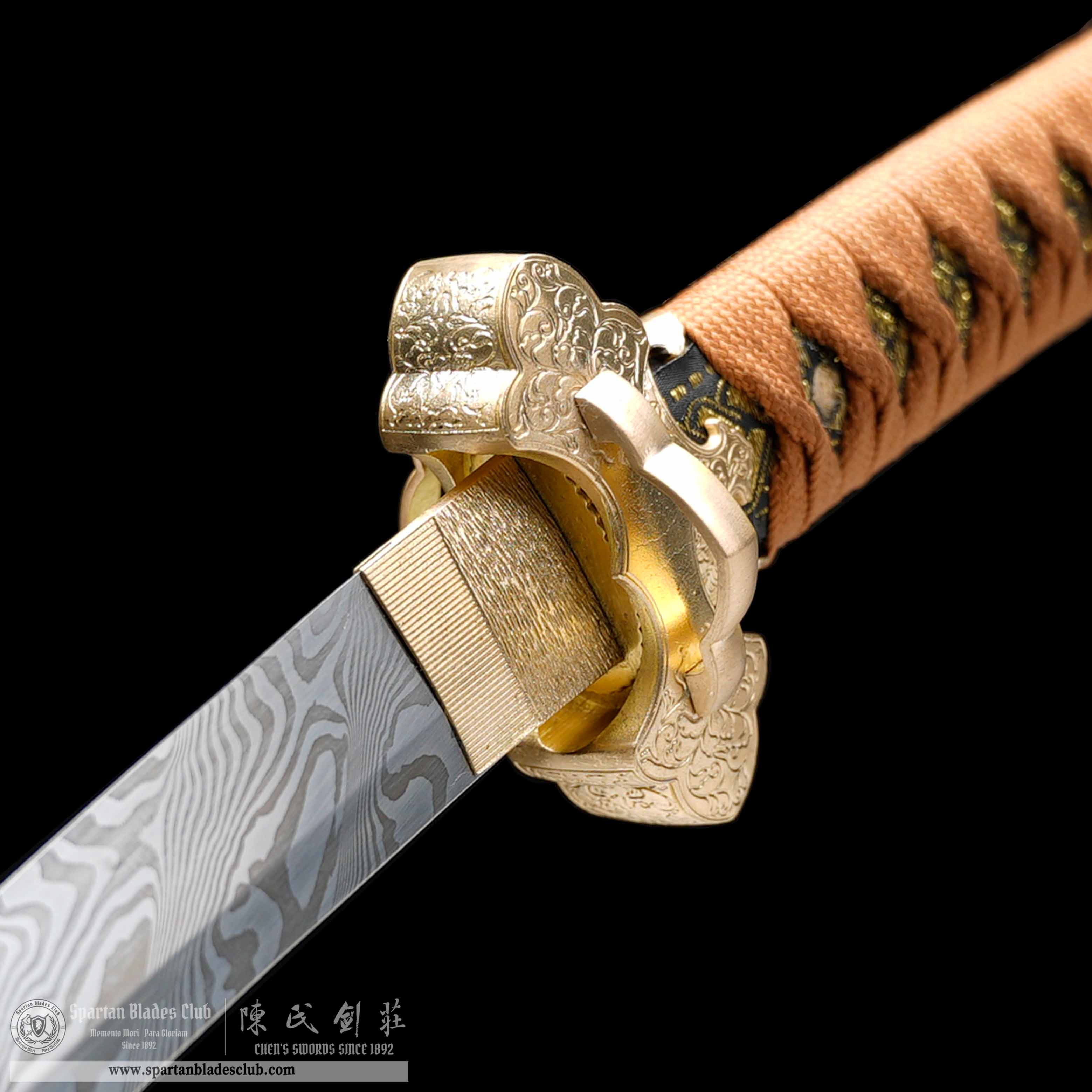 HY135 | Kasumi-Tare Kinrui | Efu Tachi | Damascus steel | Yellow | Battle-Ready | Full-tang | Spartan Blades Club | CHEN'S SWORDS 1892 - Spartan Blades Club - 陳氏劍莊1892
