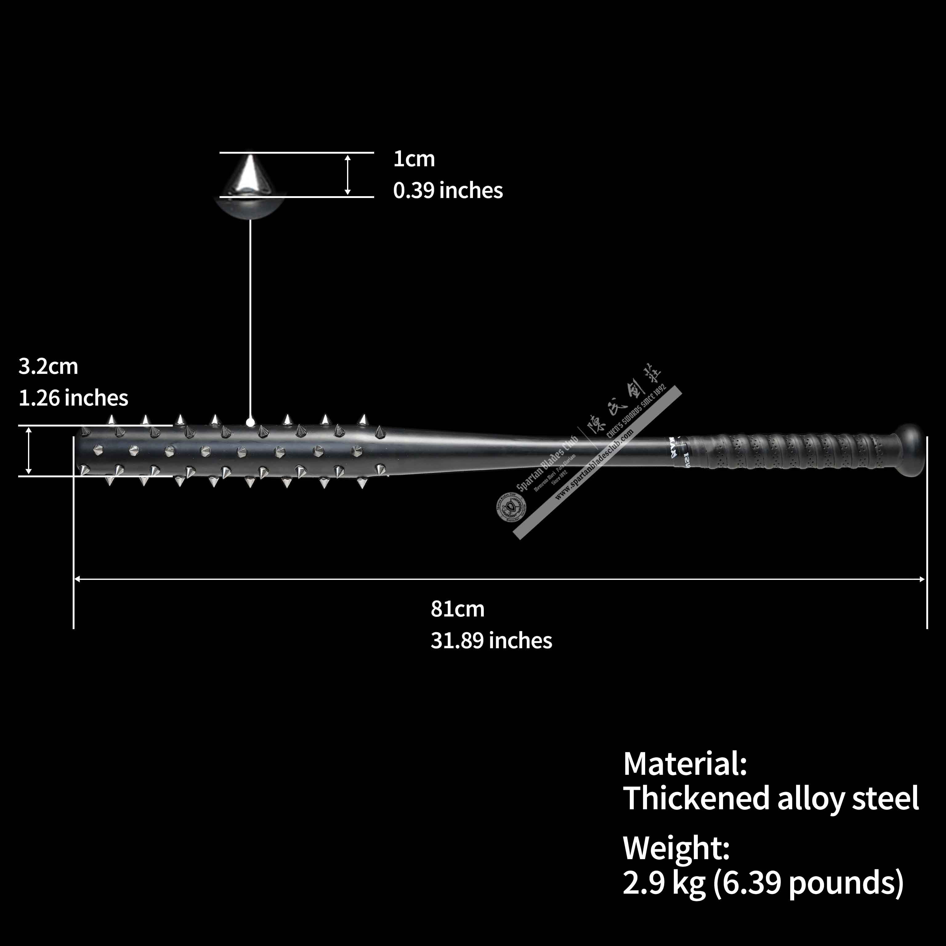 PX01 | Spiked Club | Black | Battle-Ready | Spartan Blades Club | CHEN'S SWORDS 1892 - Spartan Blades Club - 陳氏劍莊1892