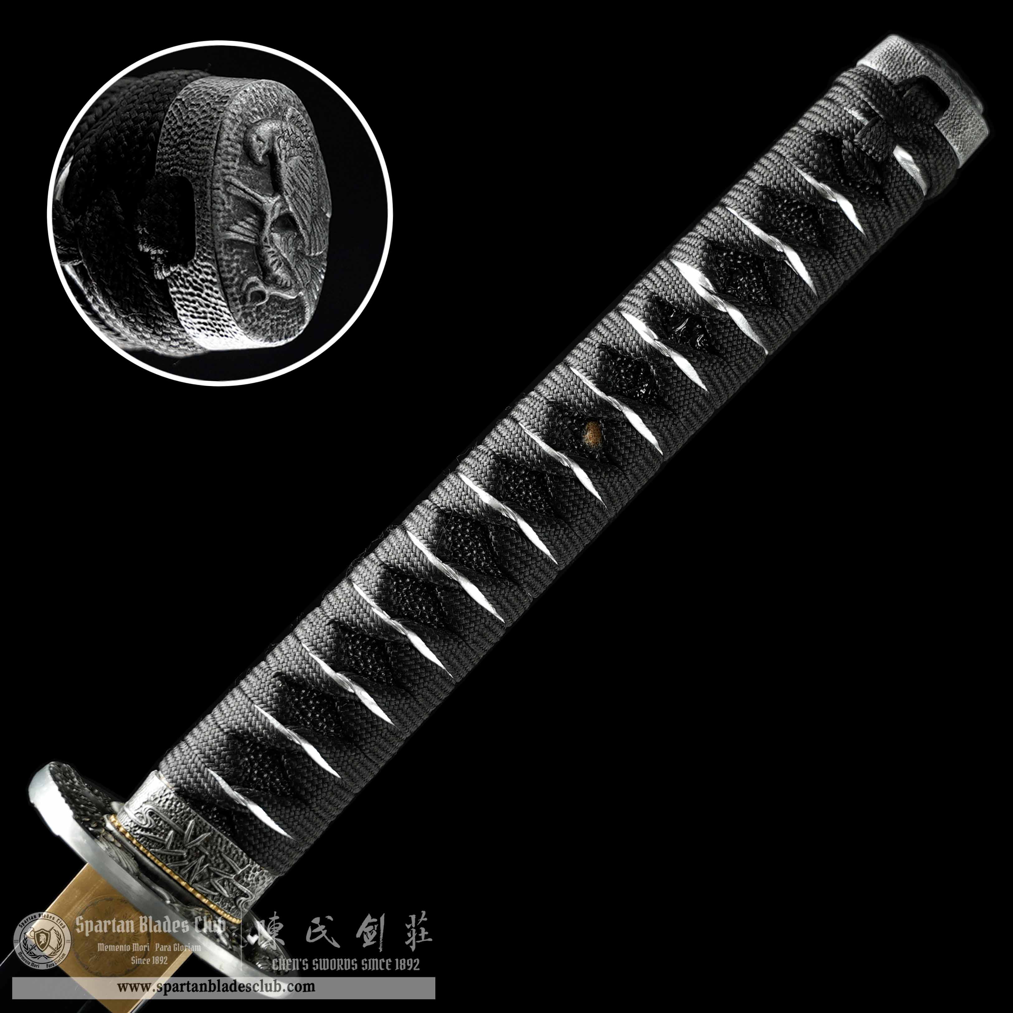 HY136 | Takugen Samurai | Katana | Damascus steel | Heat-colored Black | Eagle | Battle-Ready | Full-tang | Spartan Blades Club | CHEN'S SWORDS 1892 - Spartan Blades Club - 陳氏劍莊1892