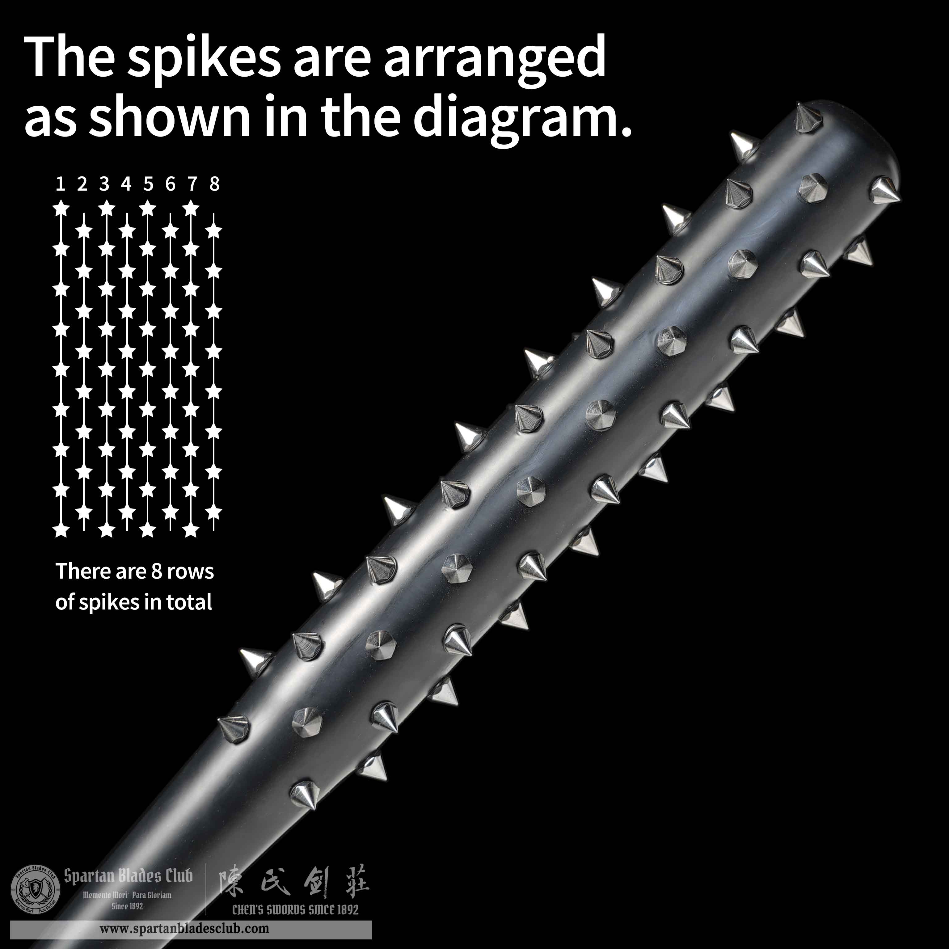 PX01 | Spiked Club | Black | Battle-Ready | Full-tang | Spartan Blades Club | CHEN'S SWORDS 1892 - Spartan Blades Club - 陳氏劍莊1892