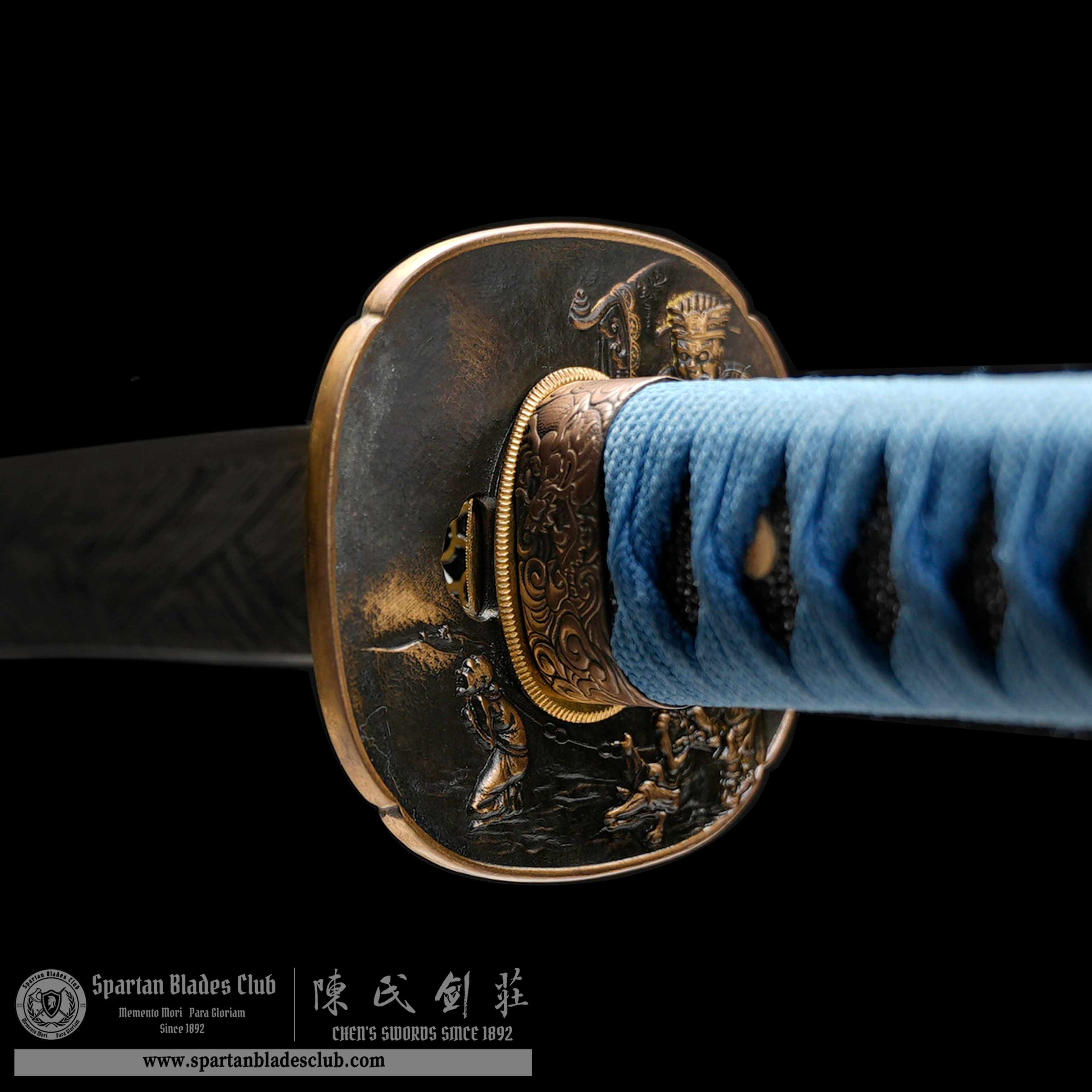 HY137 | LanLoong Samurai | Katana | Damascus steel | Blue | Chinese dragon | Battle-Ready | Full-tang | Spartan Blades Club | CHEN'S SWORDS 1892 - Spartan Blades Club - 陳氏劍莊1892