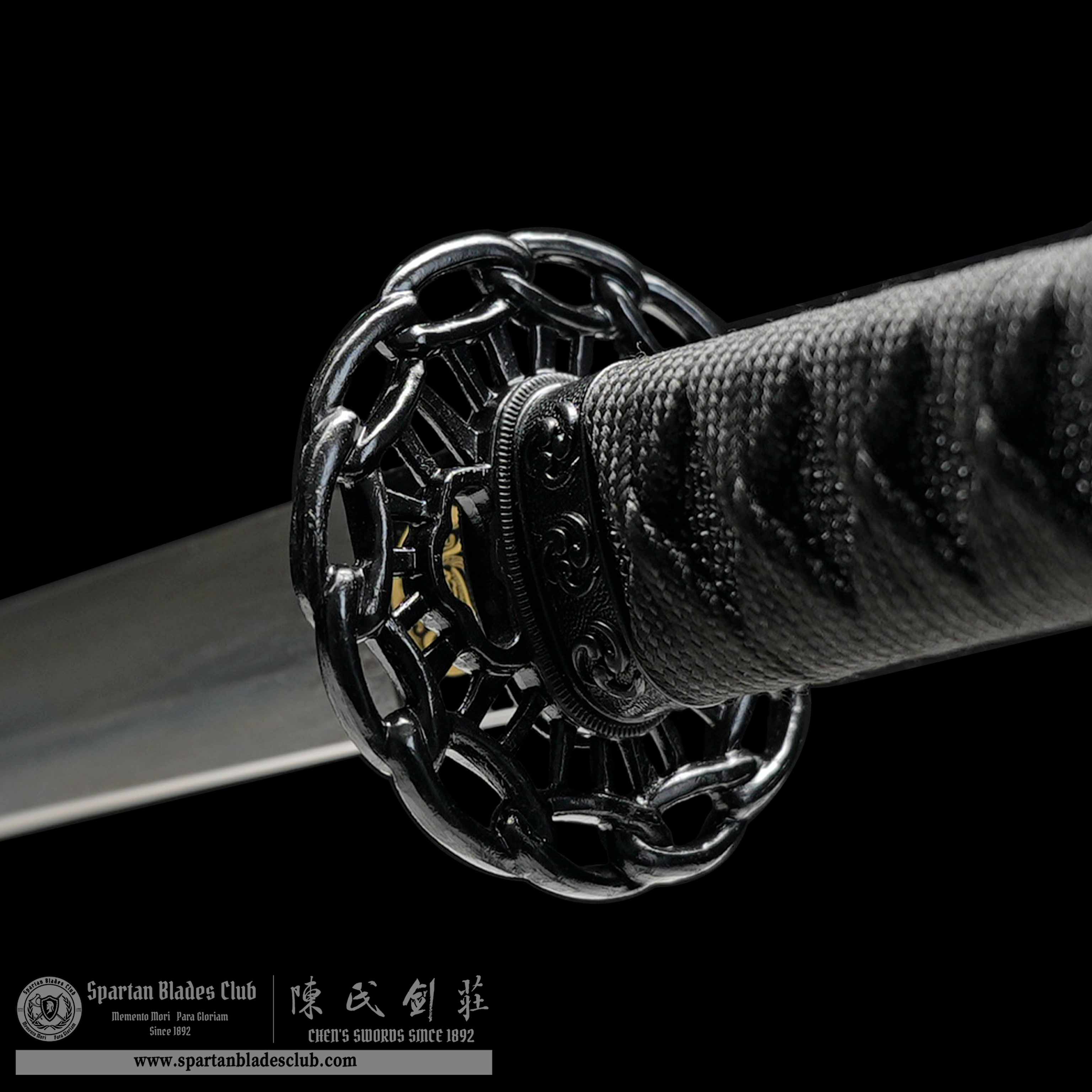 HY138 | Gen'ei Samurai | Katana | Damascus steel | Black | Battle-Ready | Full-tang | Spartan Blades Club | CHEN'S SWORDS 1892 - Spartan Blades Club - 陳氏劍莊1892