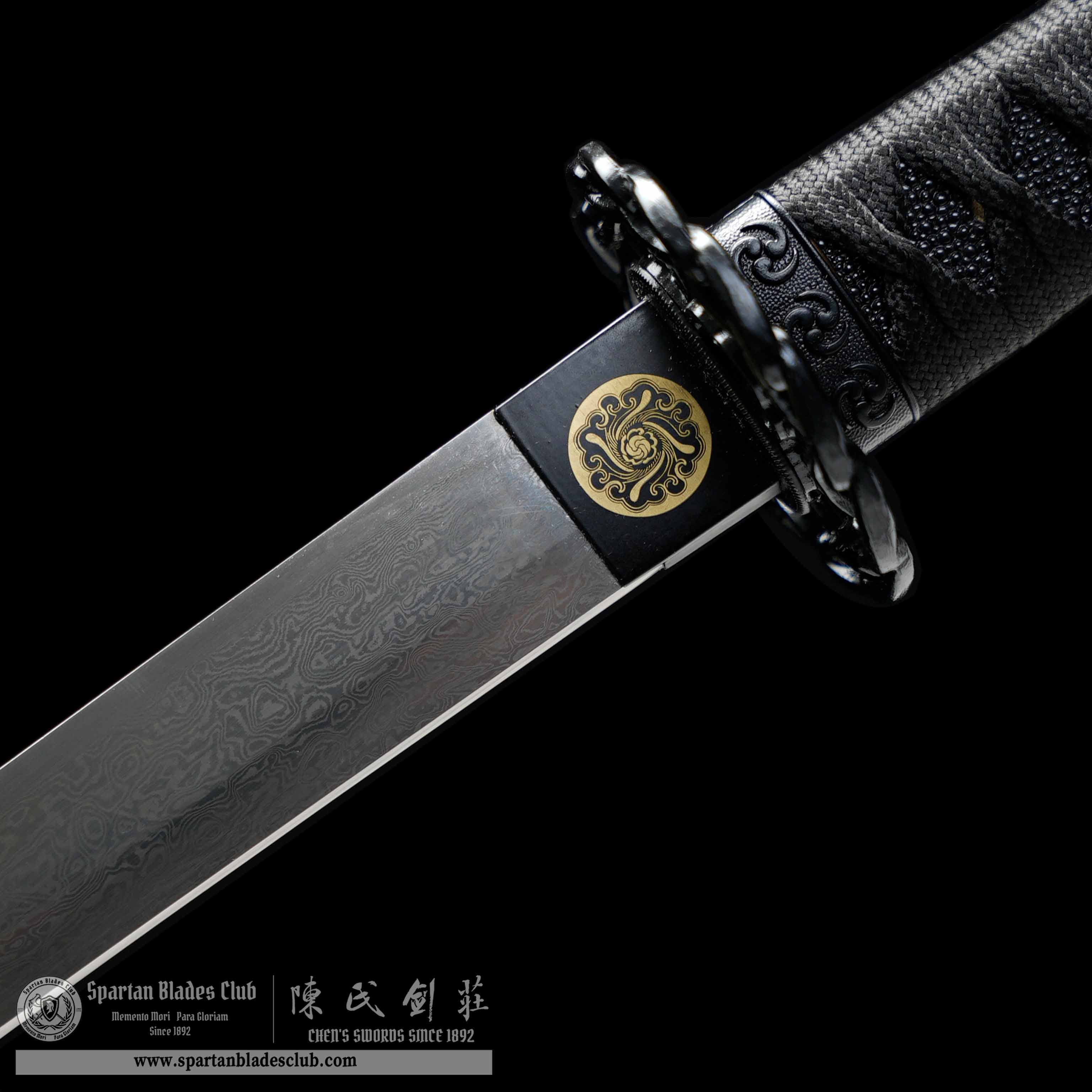 HY138 | Gen'ei Samurai | Katana | Damascus steel | Black | Battle-Ready | Full-tang | Spartan Blades Club | CHEN'S SWORDS 1892 - Spartan Blades Club - 陳氏劍莊1892