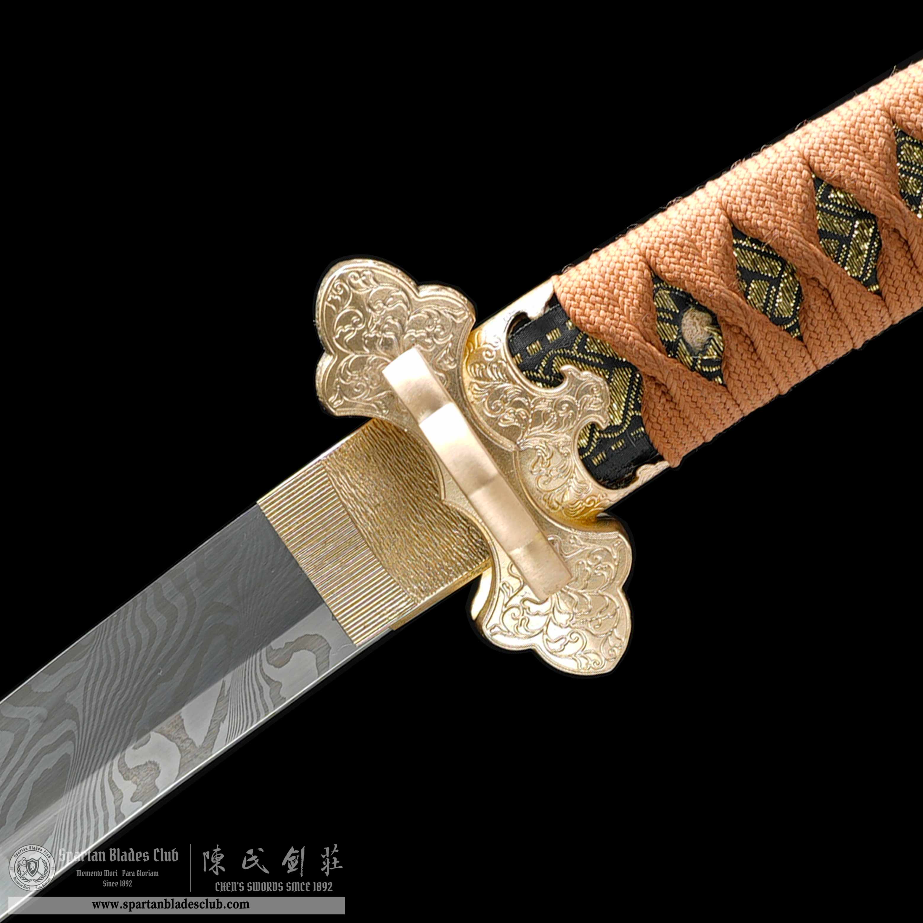 HY135 | Kasumi-Tare Kinrui | Efu Tachi | Damascus steel | Yellow | Battle-Ready | Full-tang | Spartan Blades Club | CHEN'S SWORDS 1892 - Spartan Blades Club - 陳氏劍莊1892
