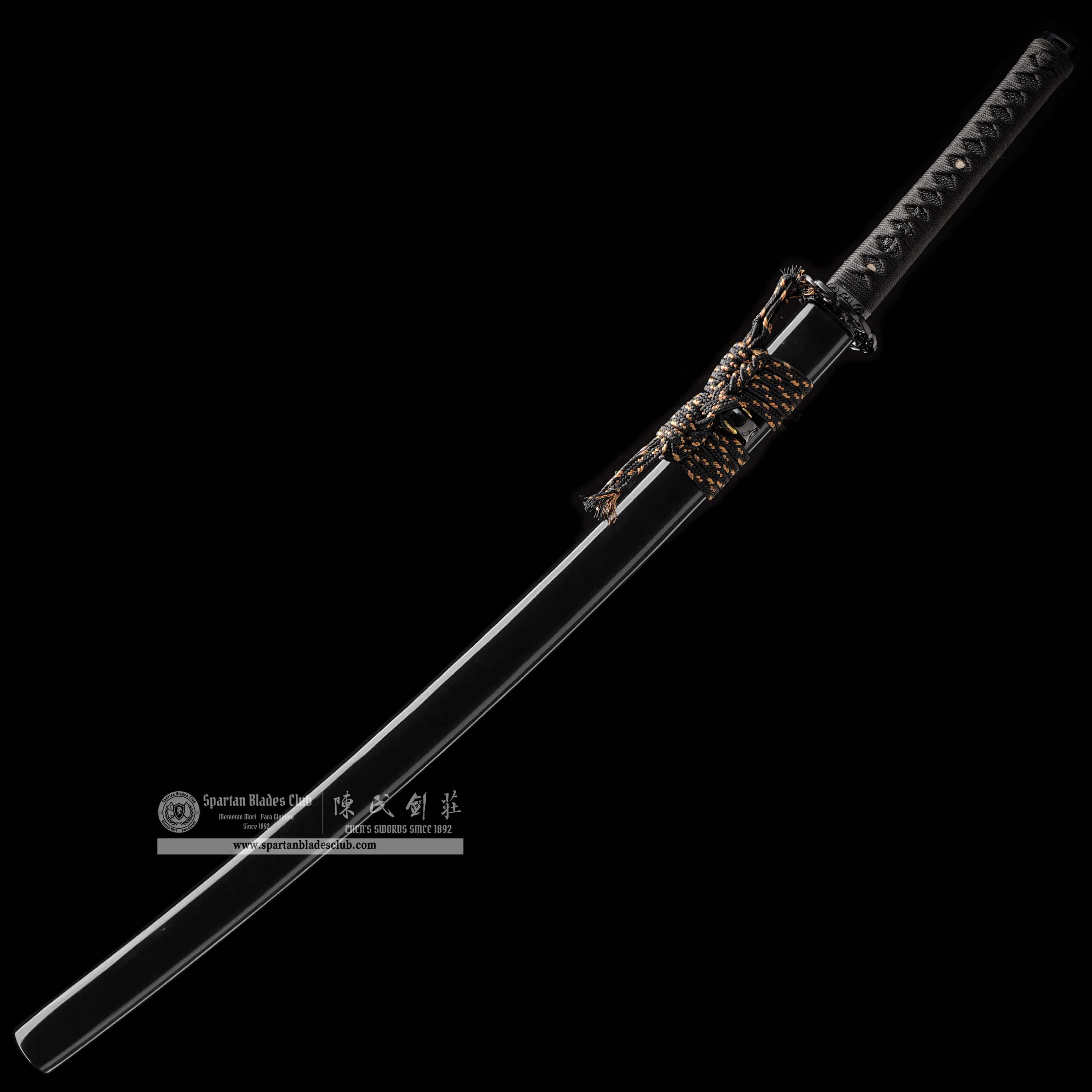 HY138 | Gen'ei Samurai | Katana | Damascus steel | Black | Battle-Ready | Full-tang | Spartan Blades Club | CHEN'S SWORDS 1892 - Spartan Blades Club - 陳氏劍莊1892