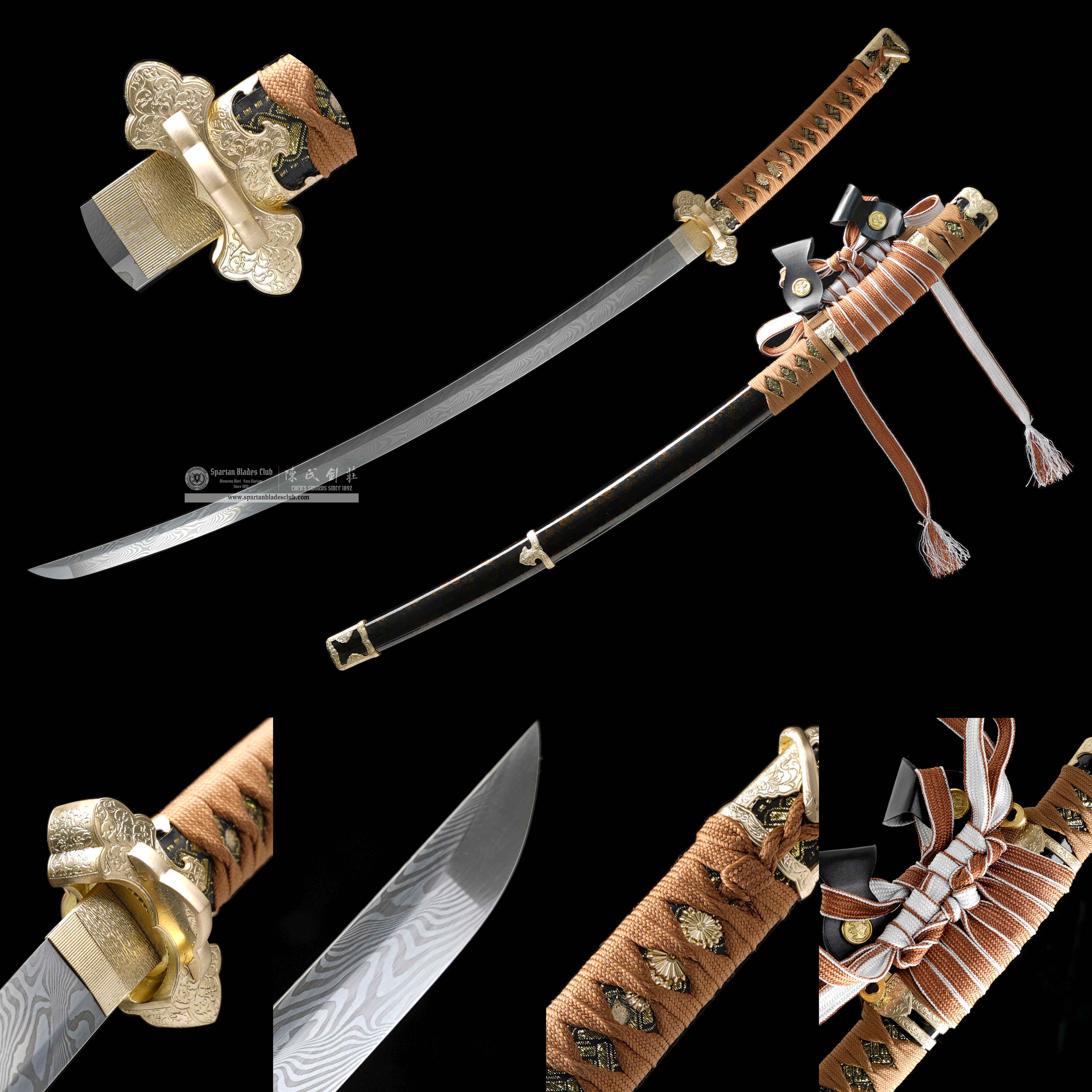 HY135 | Kasumi-Tare Kinrui | Efu Tachi | Damascus steel | Yellow | Battle-Ready | Full-tang | Spartan Blades Club | CHEN'S SWORDS 1892 - Spartan Blades Club - 陳氏劍莊1892