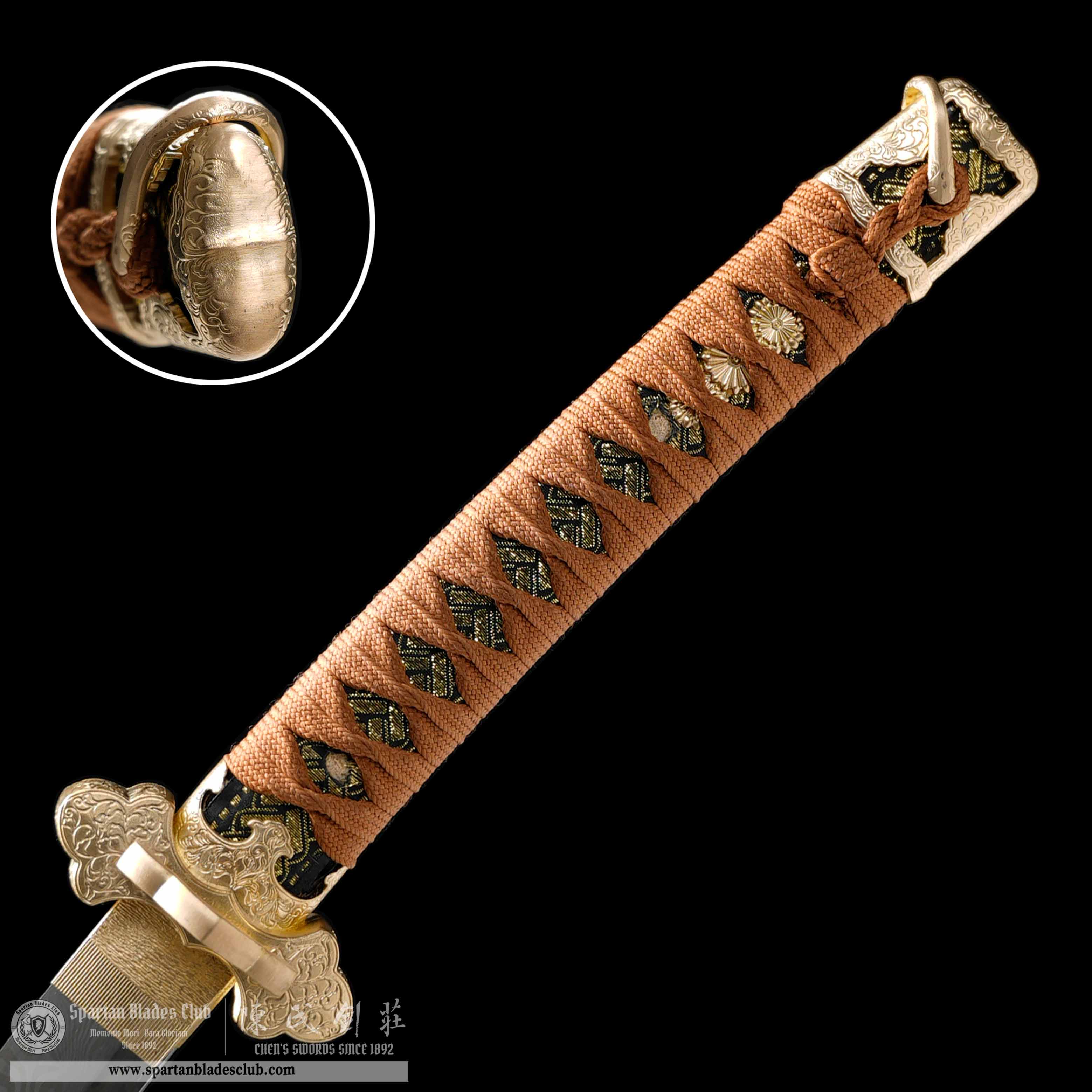 HY135 | Kasumi-Tare Kinrui | Efu Tachi | Damascus steel | Yellow | Battle-Ready | Full-tang | Spartan Blades Club | CHEN'S SWORDS 1892 - Spartan Blades Club - 陳氏劍莊1892